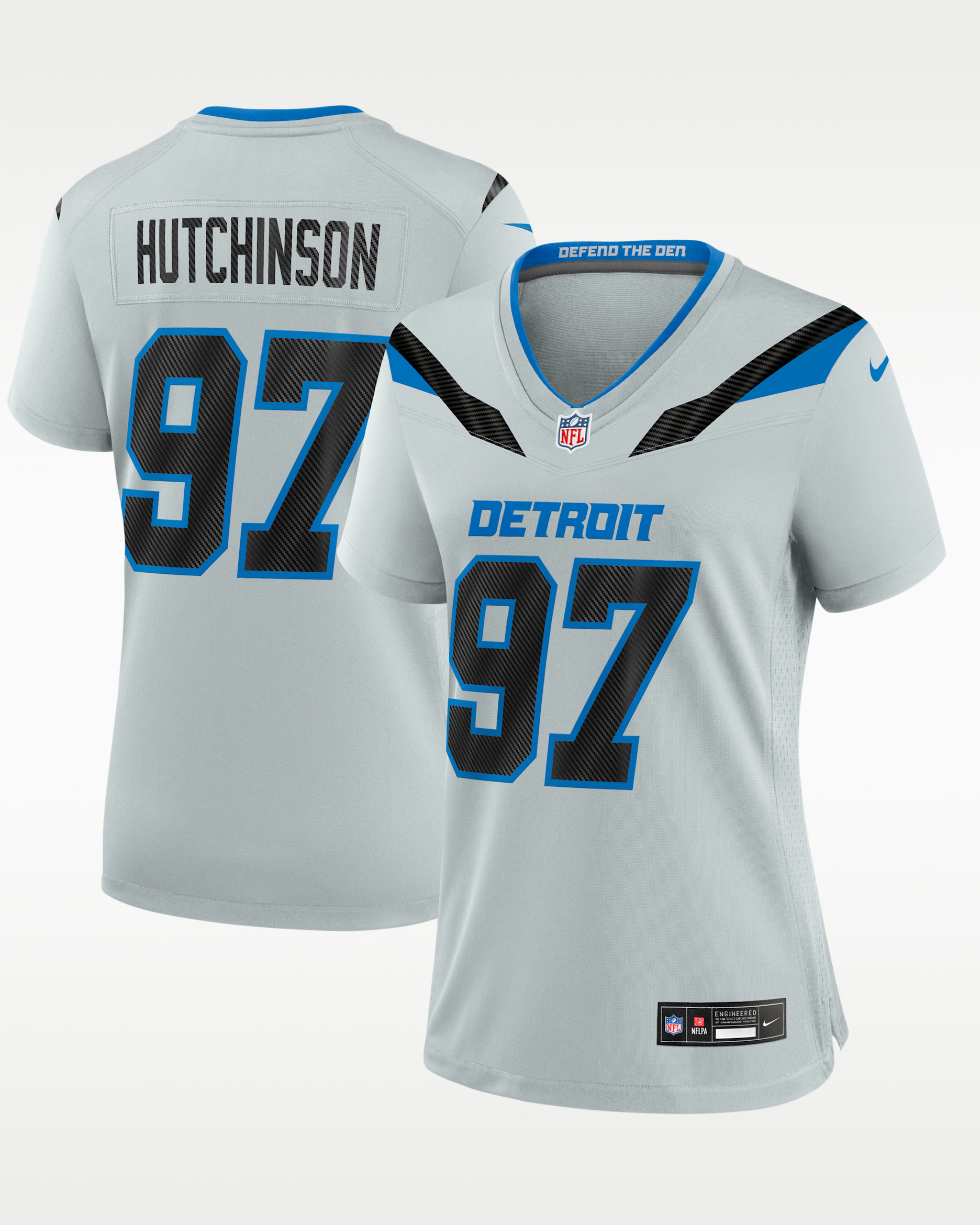 Aidan Hutchinson Detroit Lions Rivalries Collection Women's Nike NFL Game Jersey - Silver