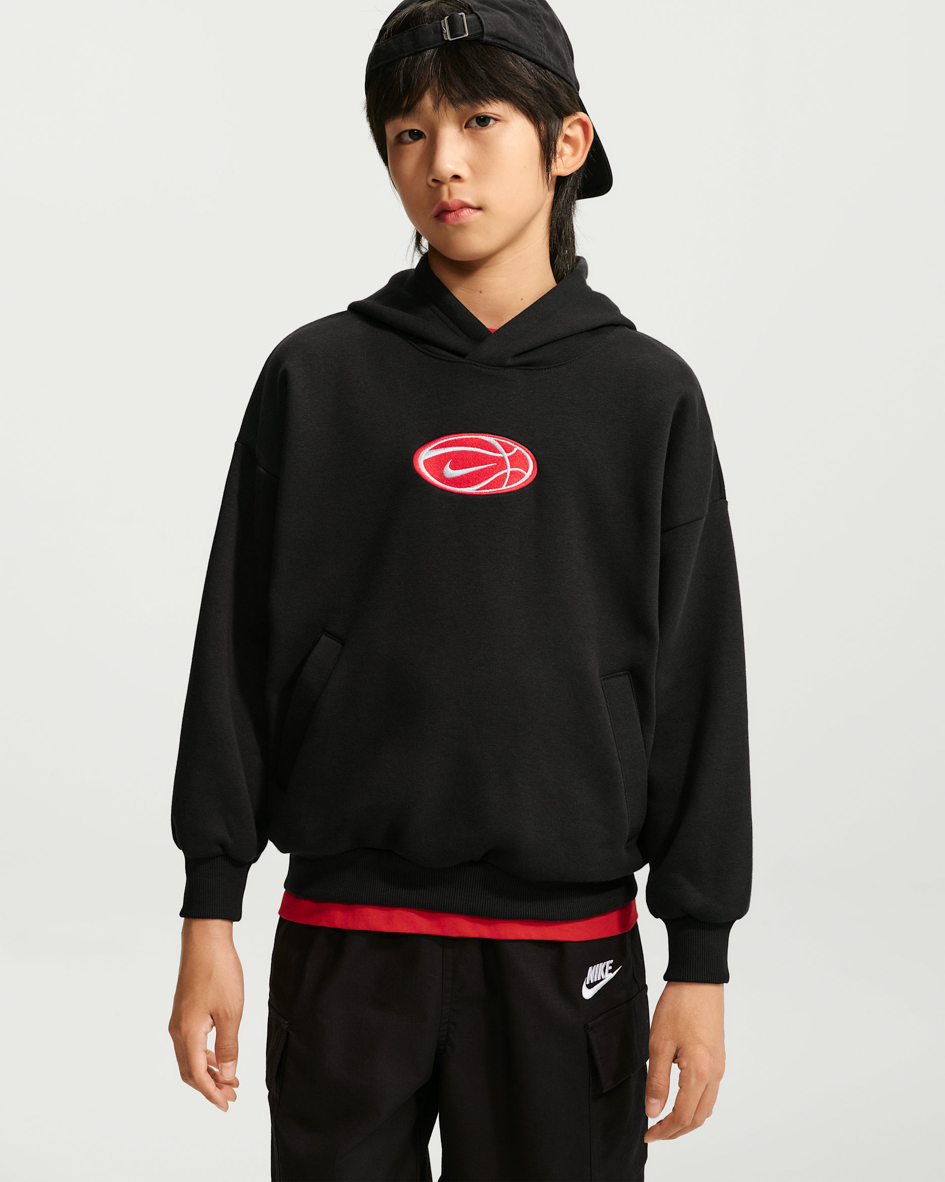 Nike Big Kids' Dri-FIT Basketball Hoodie - Black/Black/Wolf Grey