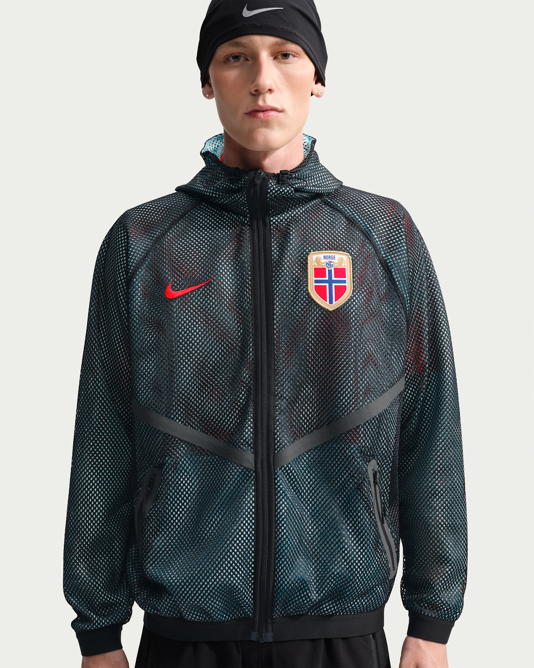 Veste de foot nationale Nike Dri-FIT Norvège pour homme - Noir/Copa/Chile Red