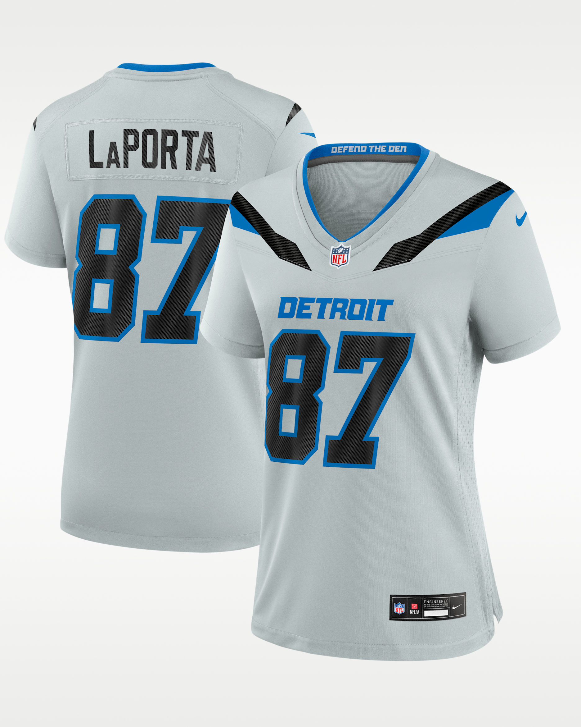 Sam LaPorta Detroit Lions Rivalries Collection Women's Nike NFL Game Jersey - Silver