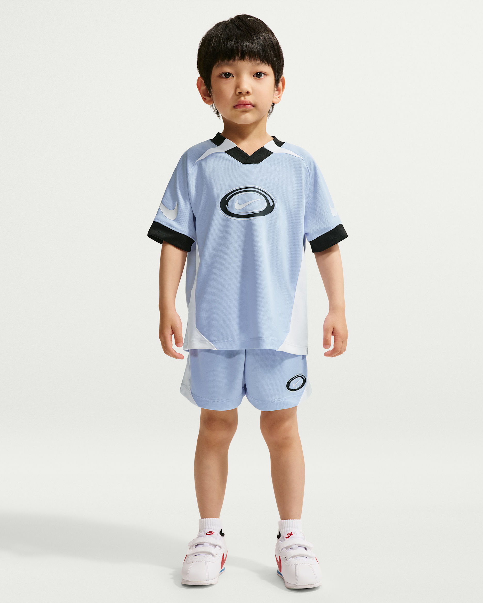 나이키 리틀키즈 드라이 핏 스우시 러브 투피스 쇼츠 세트 - 하이드로젠 블루