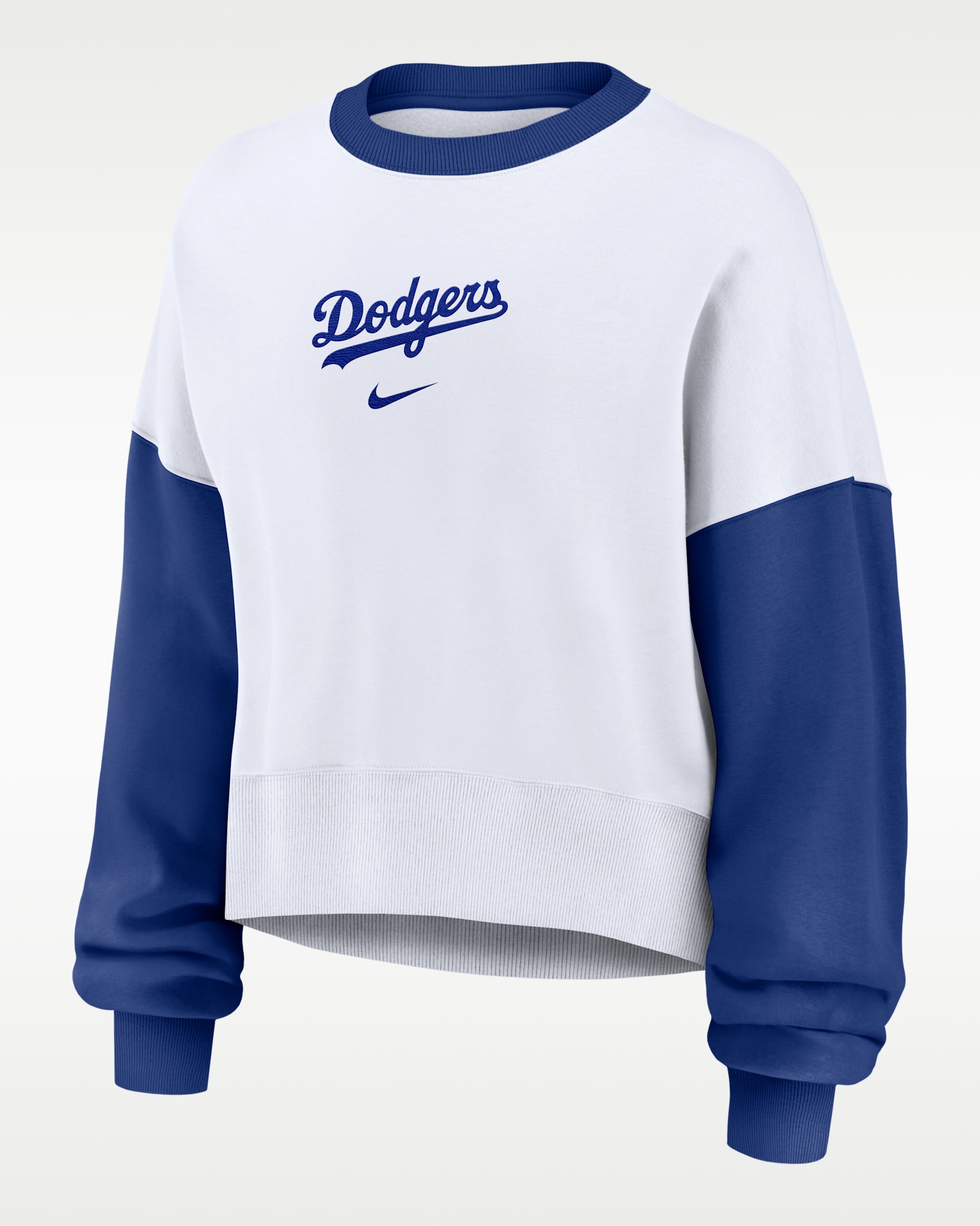 Sudadera de cuello redondo sin cierre Nike de la MLB para mujer Los Angeles Dodgers Primary - Blanco
