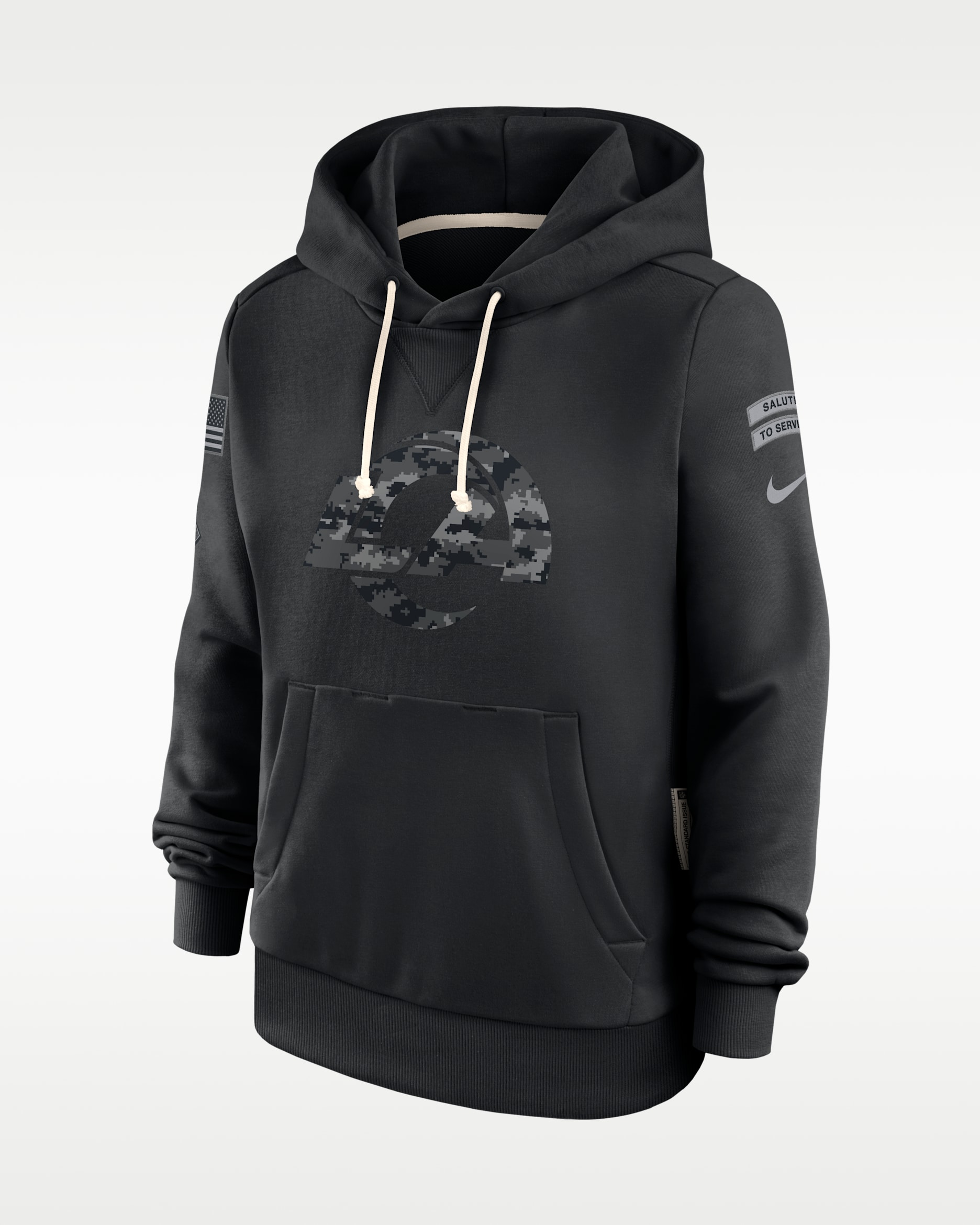 Los Angeles Rams Salute to Service Sideline Women's Nike Dri-FIT NFL Pullover Hoodie - Black