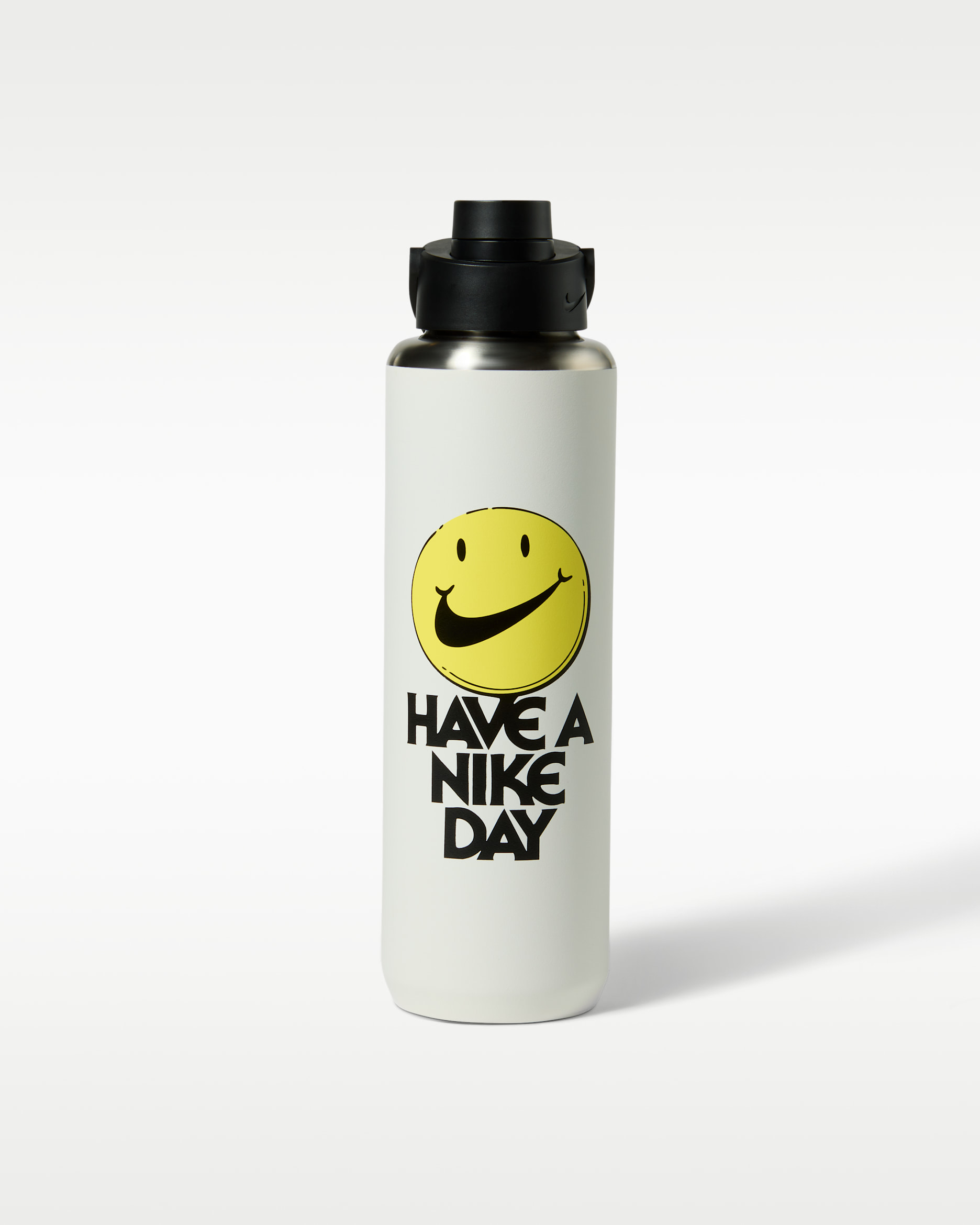 Botella de acero inoxidable con pico (950 ml) Nike Recharge - Blanco cumbre/Negro/Pulso amarillo