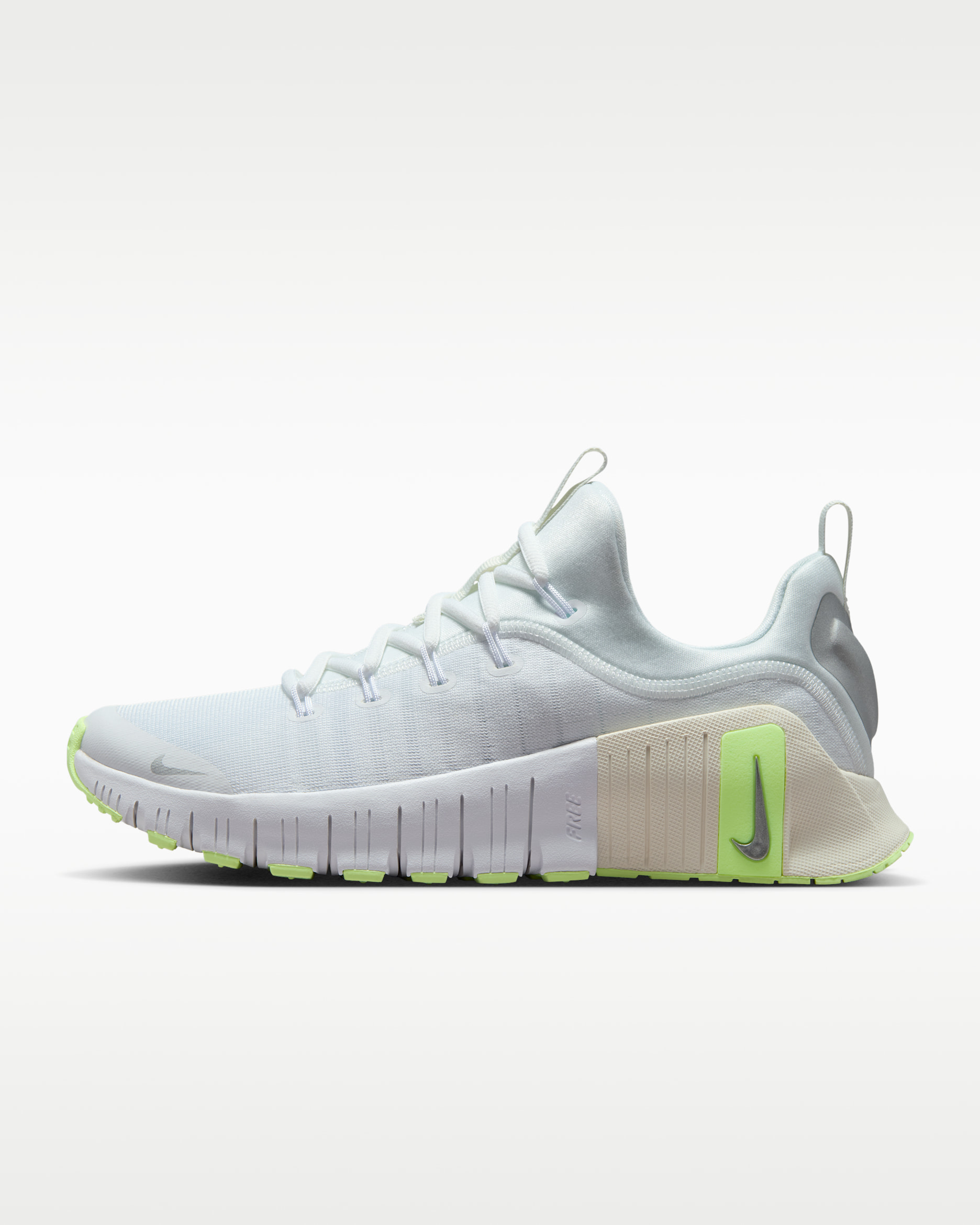Nike Free Metcon 6 女款健身訓練鞋 - 白色/Barely Volt/Sail/Metallic Silver