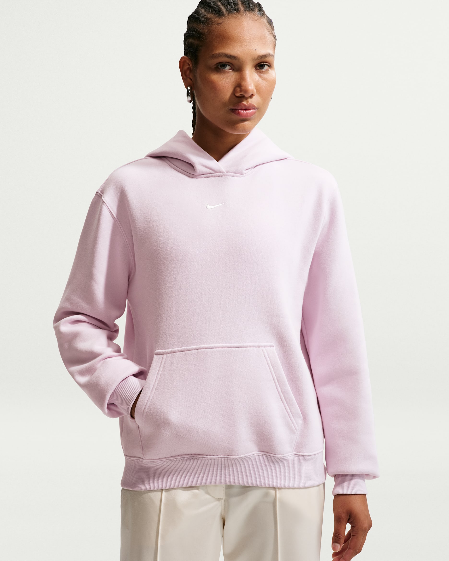 Nike Studio Fleece Medium Weight Women's Pullover Hoodie - Bleached Lilac/Sail