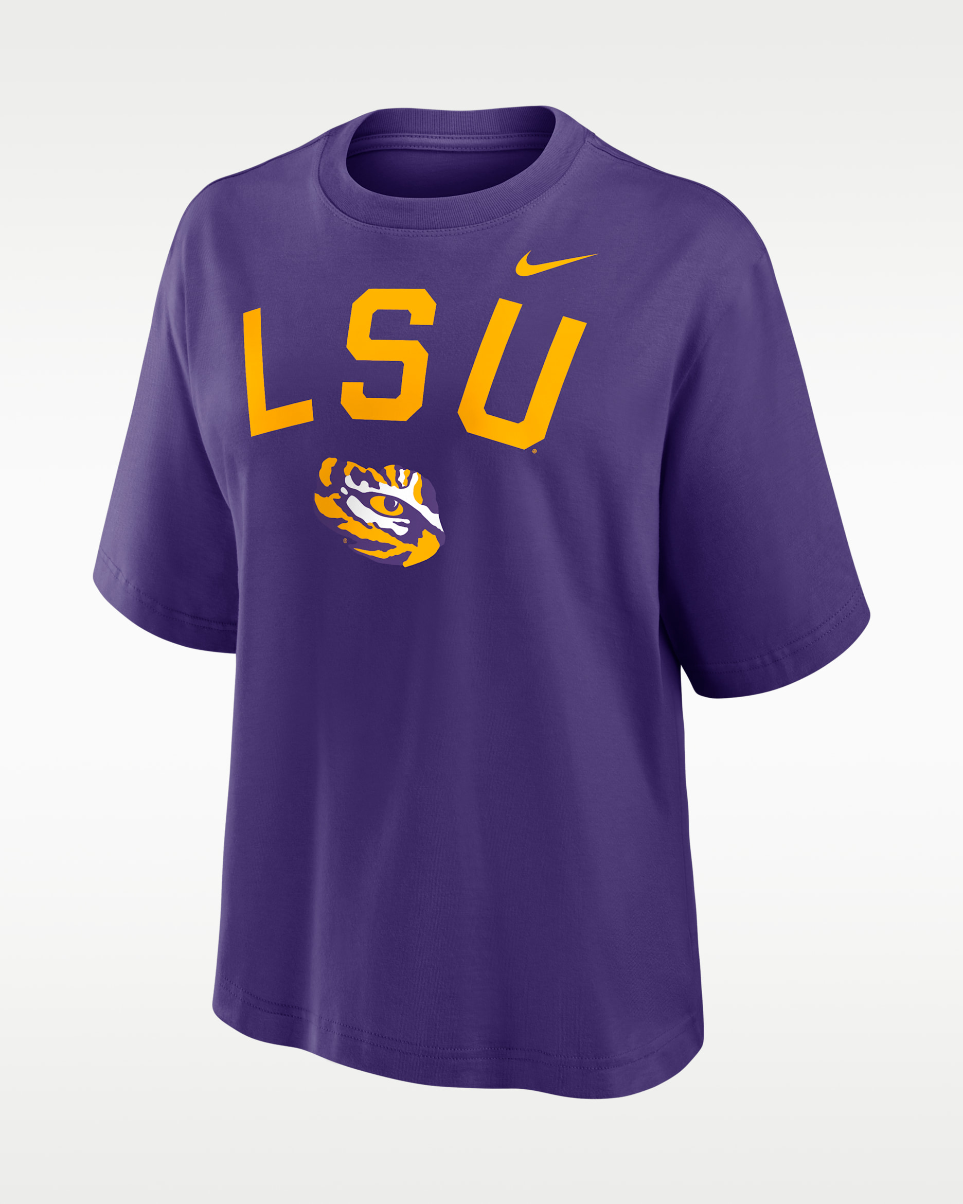LSU Arch Over Logo Boxy Women's Nike College T-Shirt - Purple