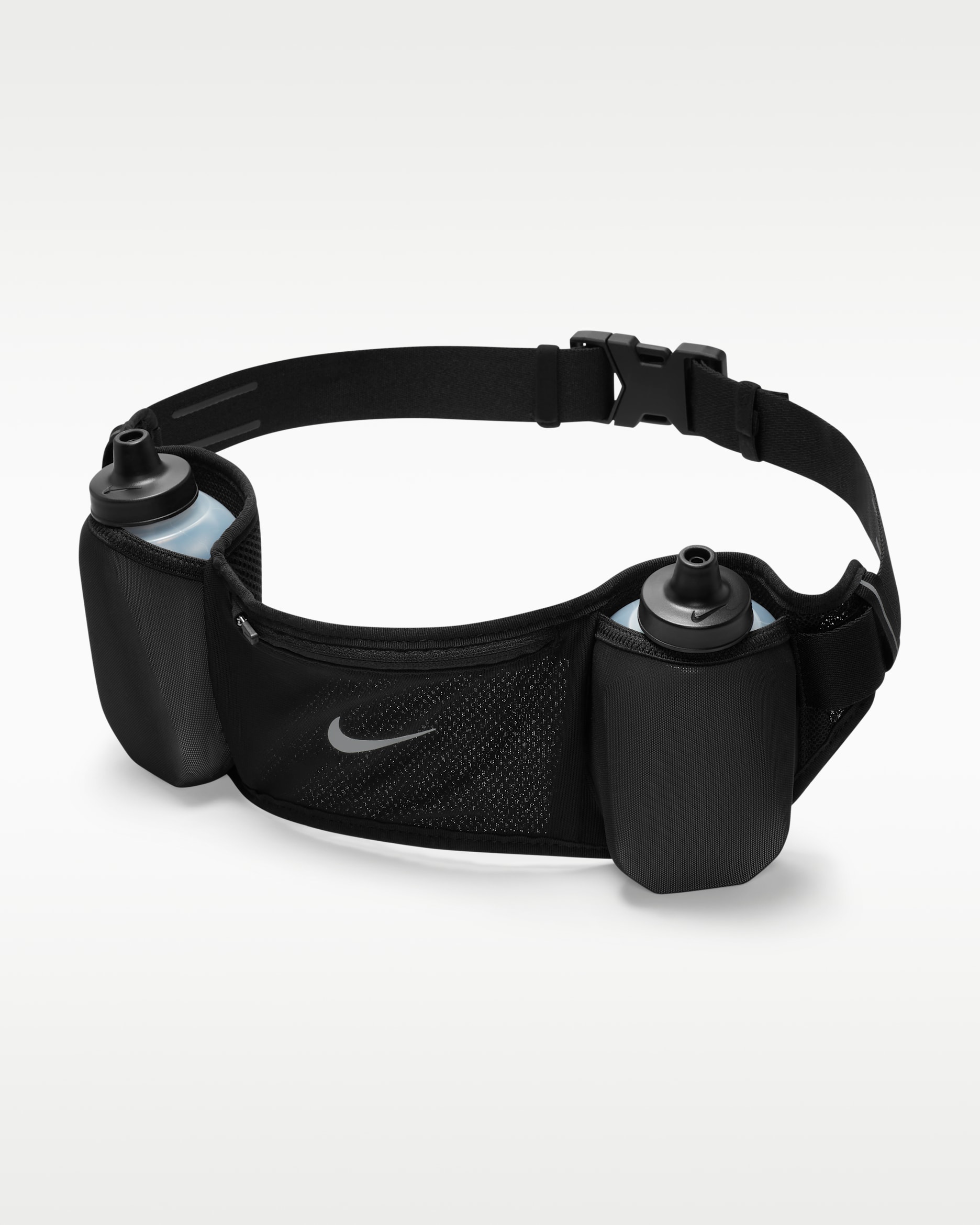 Cinturón de hidratación Nike 24 oz Flex Stride Double - Negro/Negro/Plata