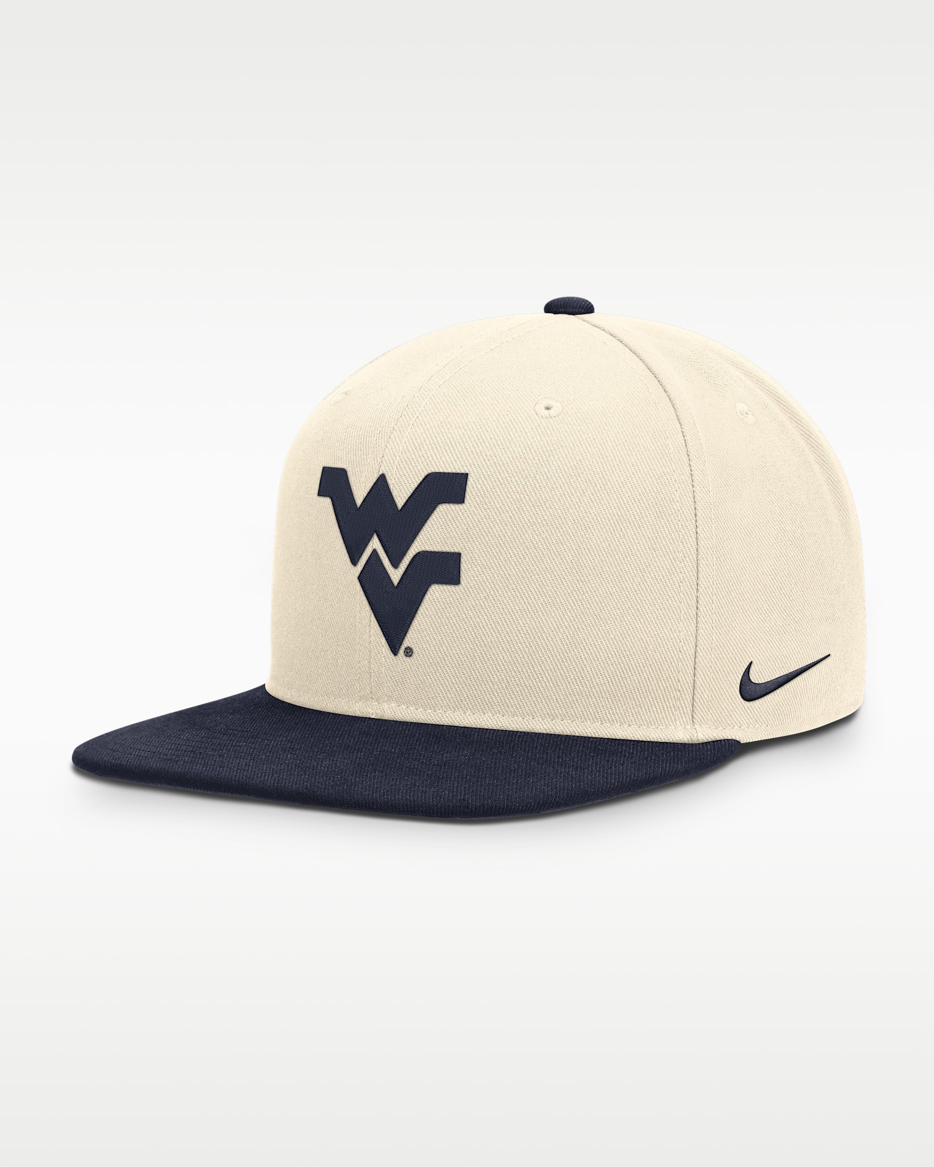 West Virginia Campus Prep Men's Nike Dri-FIT College Adjustable Hat - Natural/Navy