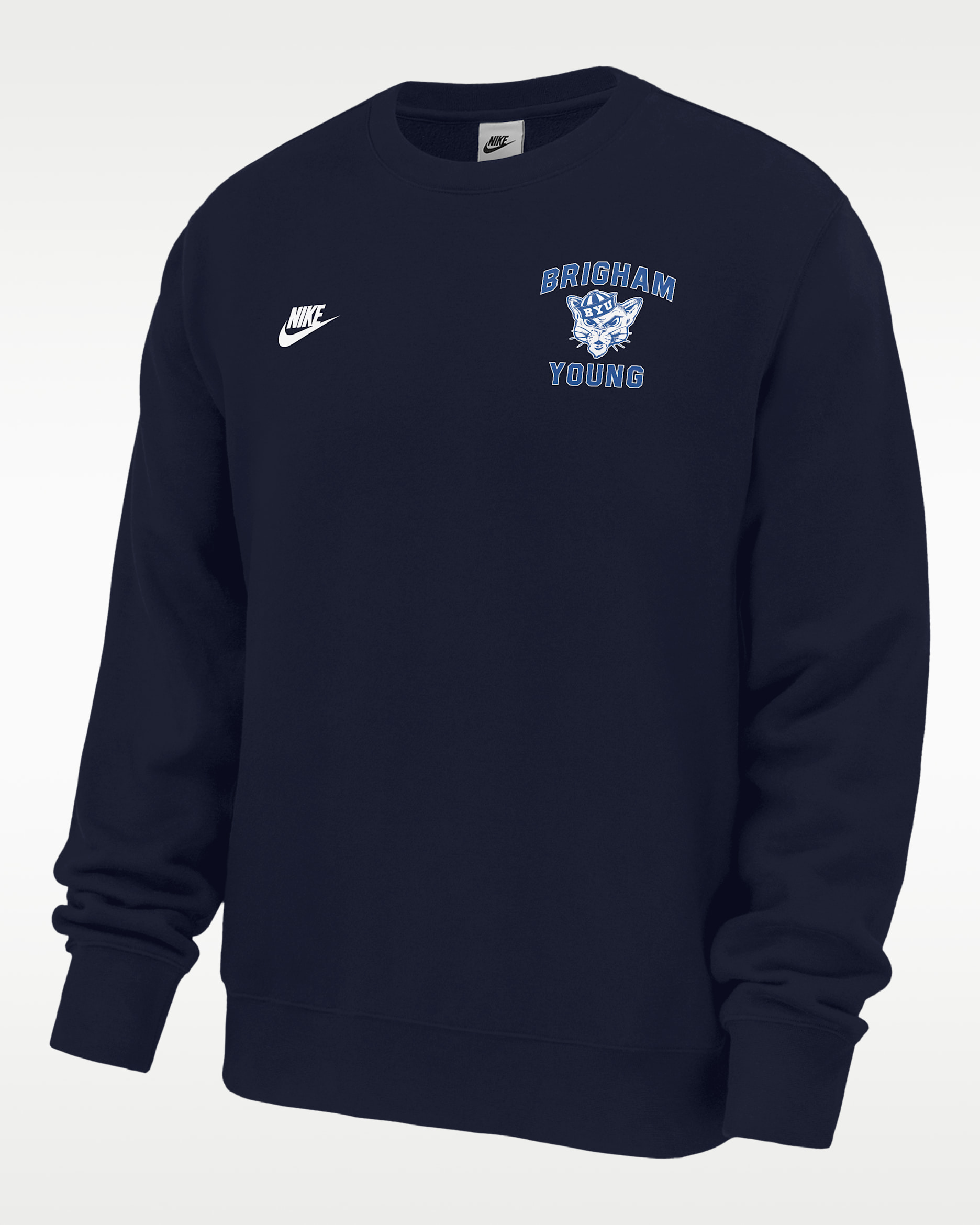 BYU Cougars Club Men's Nike Football Fleece Crew-Neck Sweatshirt - College Navy