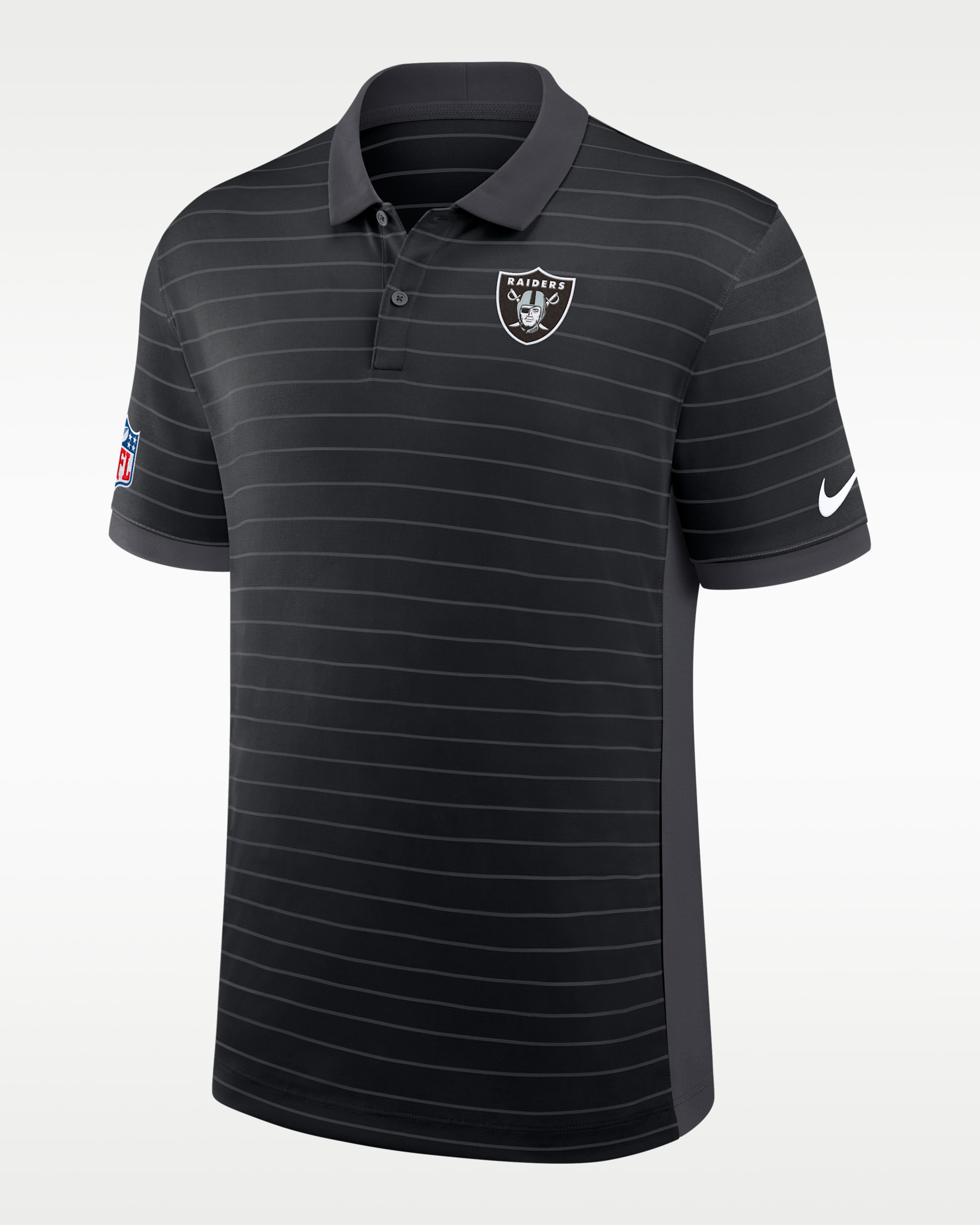 Las Vegas Raiders Sideline Victory Stripe Men's Nike Dri-FIT NFL Polo - Black