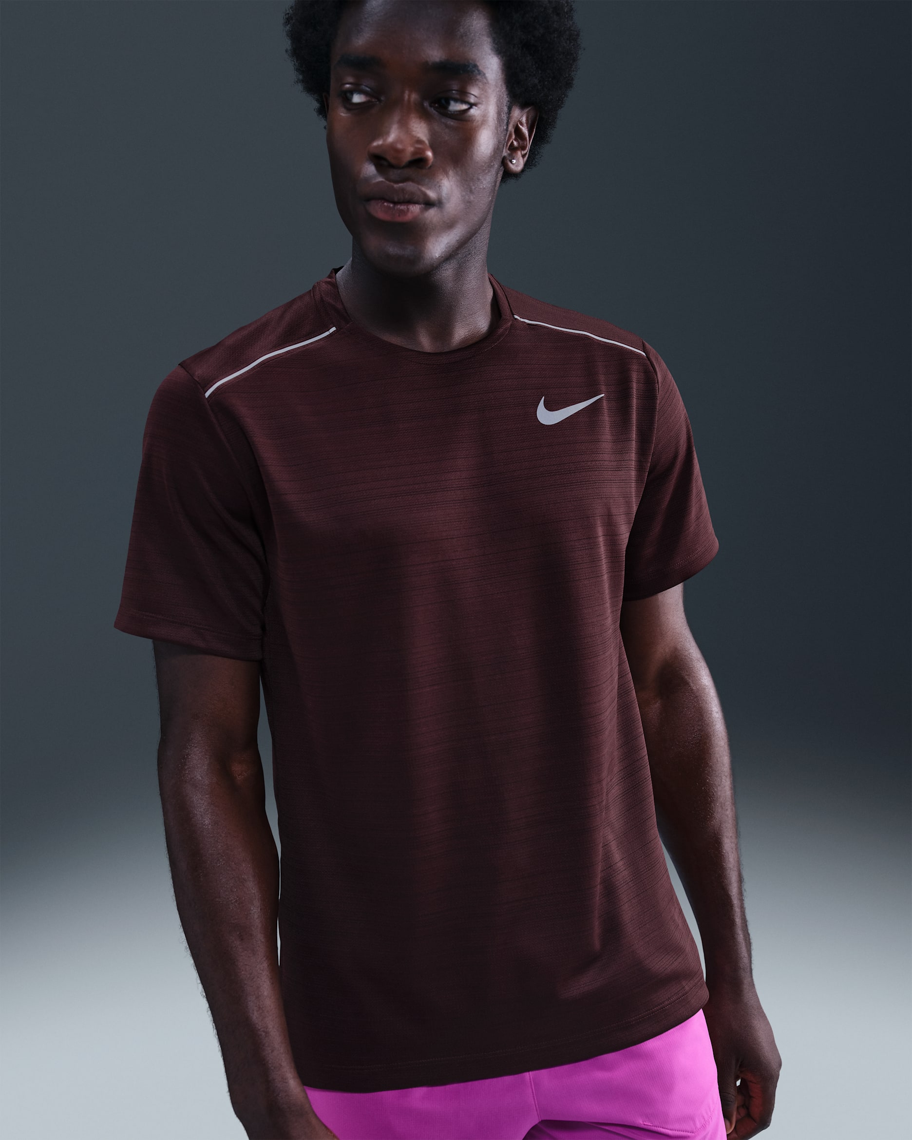Nike Dri-FIT Miler Men's Short-Sleeve Running Top - Burgundy Crush