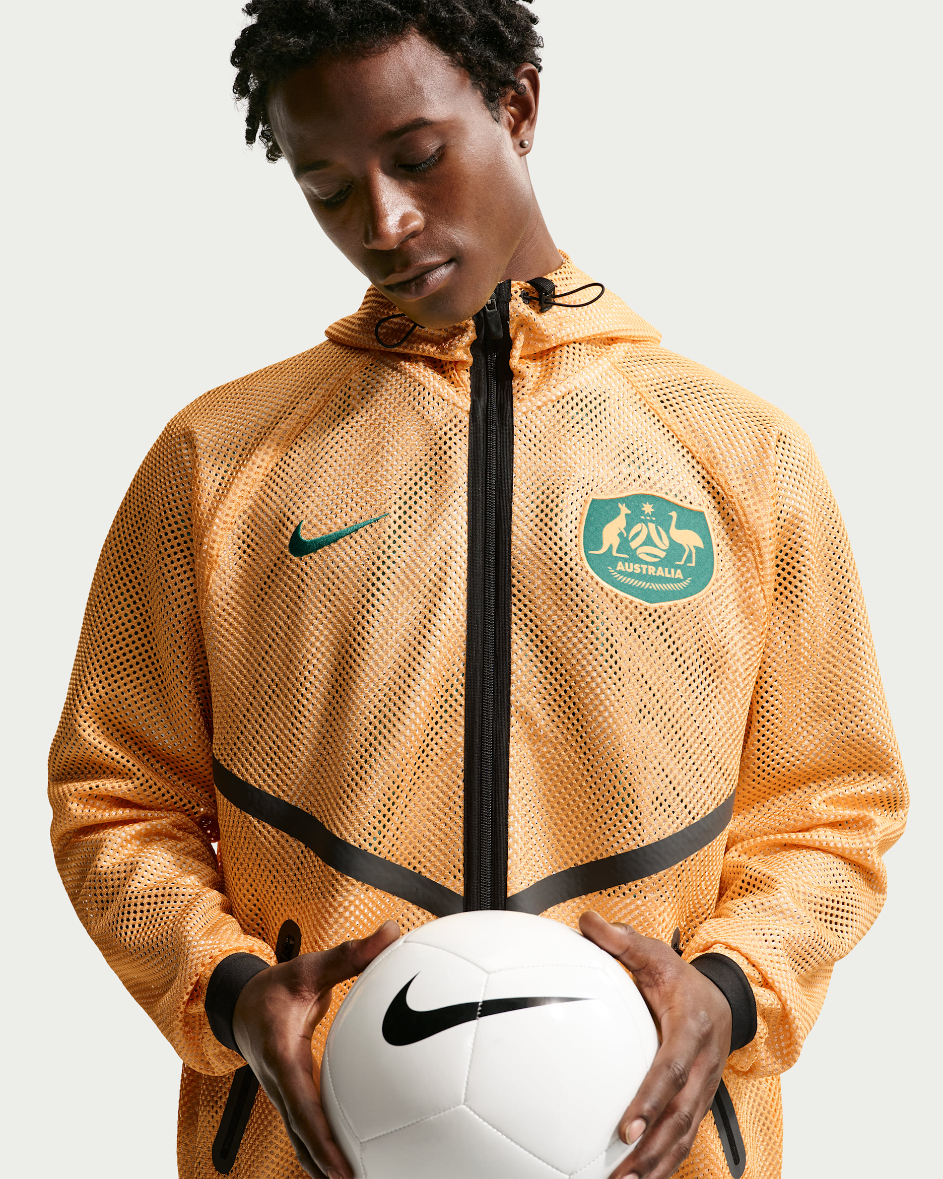 Australia Men's Nike Dri-FIT Soccer Anthem Jacket - Sport Gold/Sail/Mystic Green