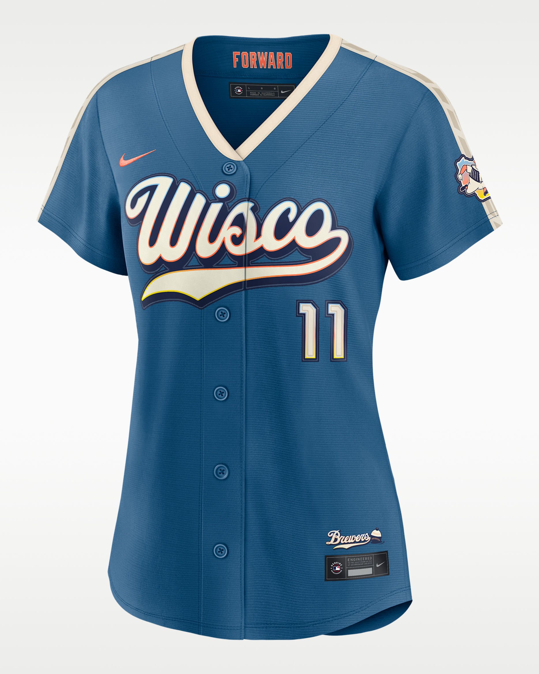 Jackson Chourio Milwaukee Brewers City Connect Women's Nike MLB Stadium Jersey - Mineral Blue