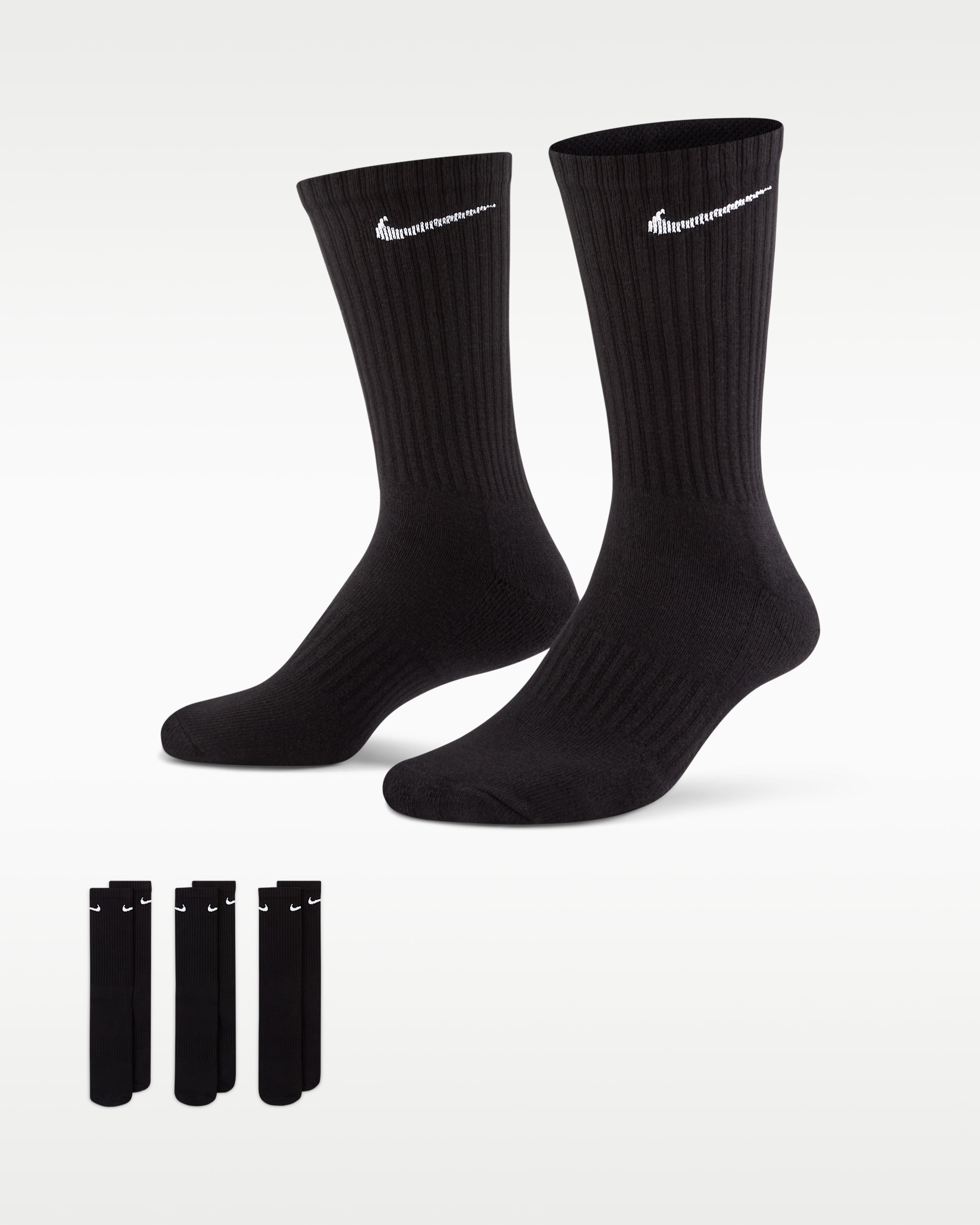 Nike Everyday Cushioned Training Crew Socks (3 Pairs) - Black/White