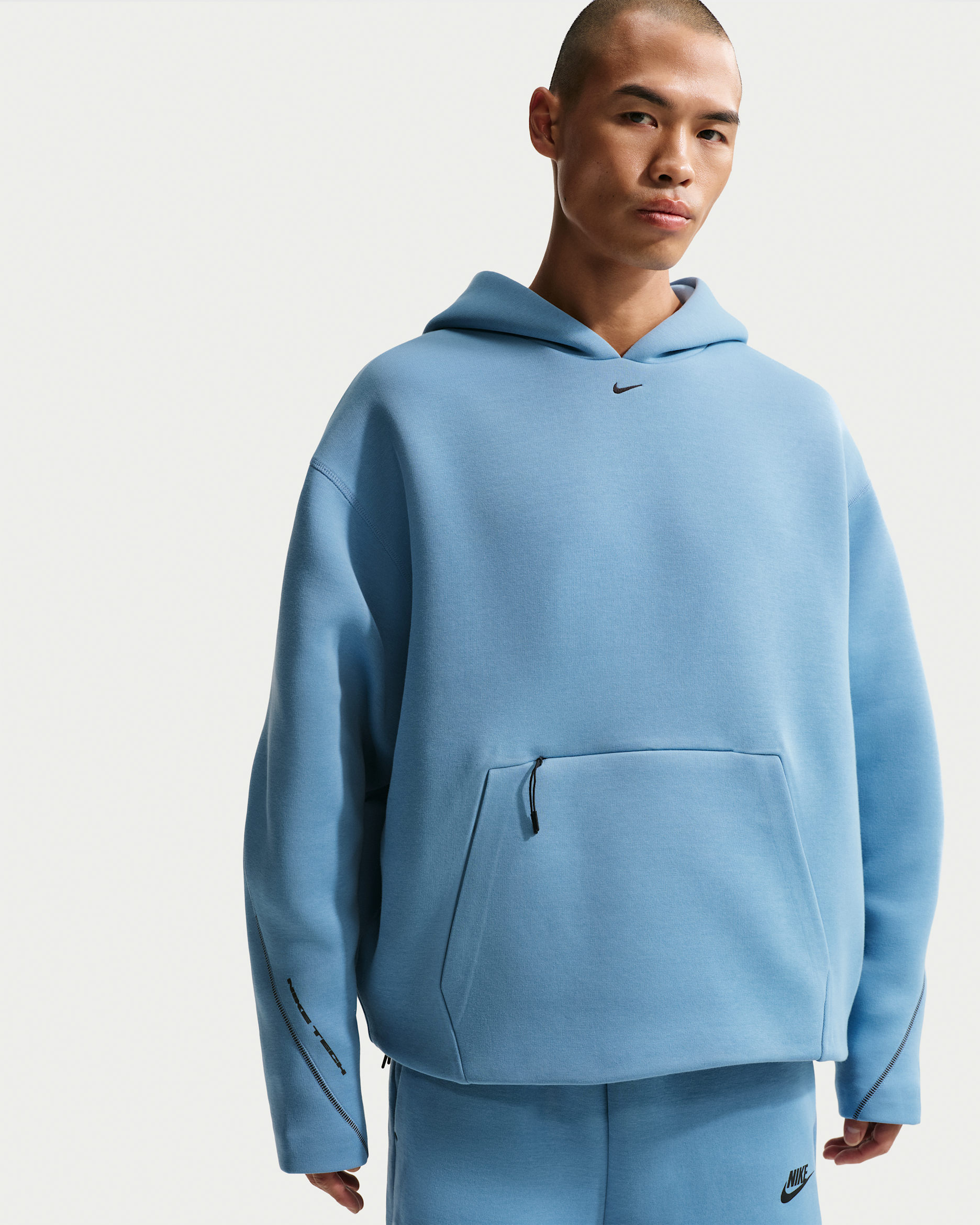 Sudadera con gorro sin cierre de tejido Fleece para hombre Nike Tech - Azul de trabajo/Negro