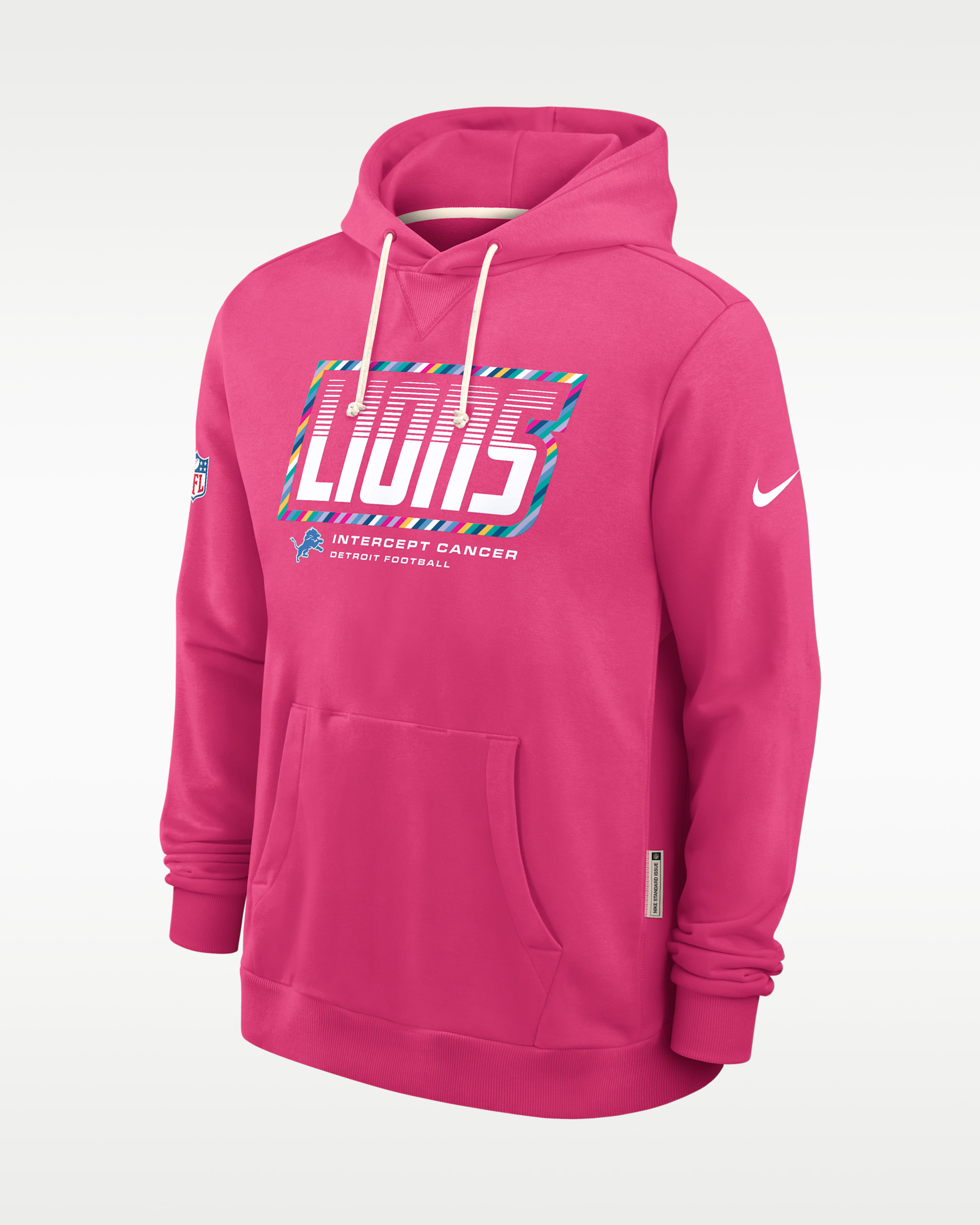 Detroit Lions Crucial Catch Sideline Standard Issue Men's Nike Dri-FIT NFL Pullover Hoodie - Pink