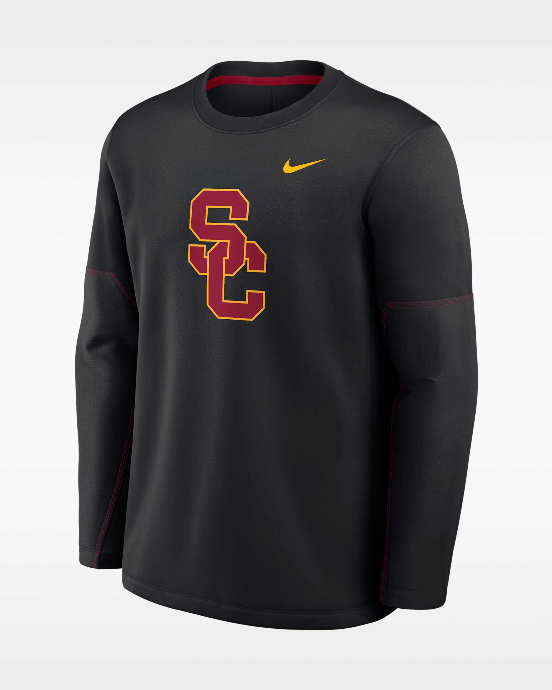 USC Sideline Coaches Men's Nike Therma-FIT College Long-Sleeve T-Shirt - Black/Team Crimson