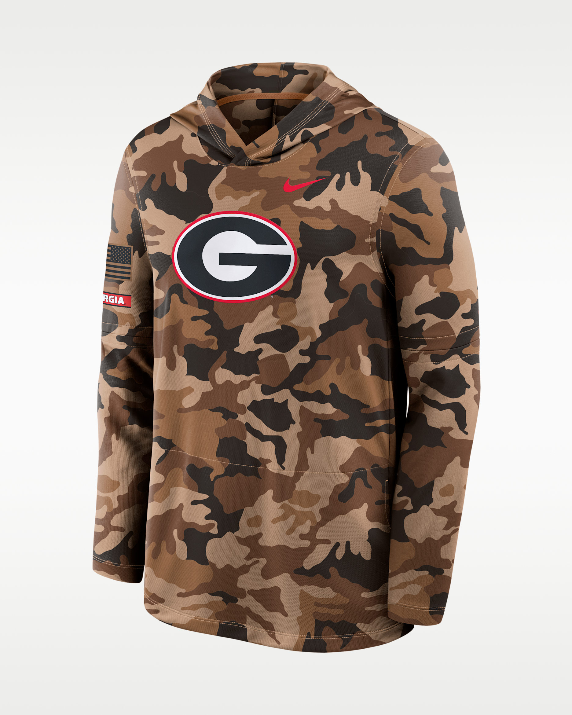 Georgia Military Appreciation Men's Nike Dri-FIT College Long-Sleeve Hooded Top - Desert Camo