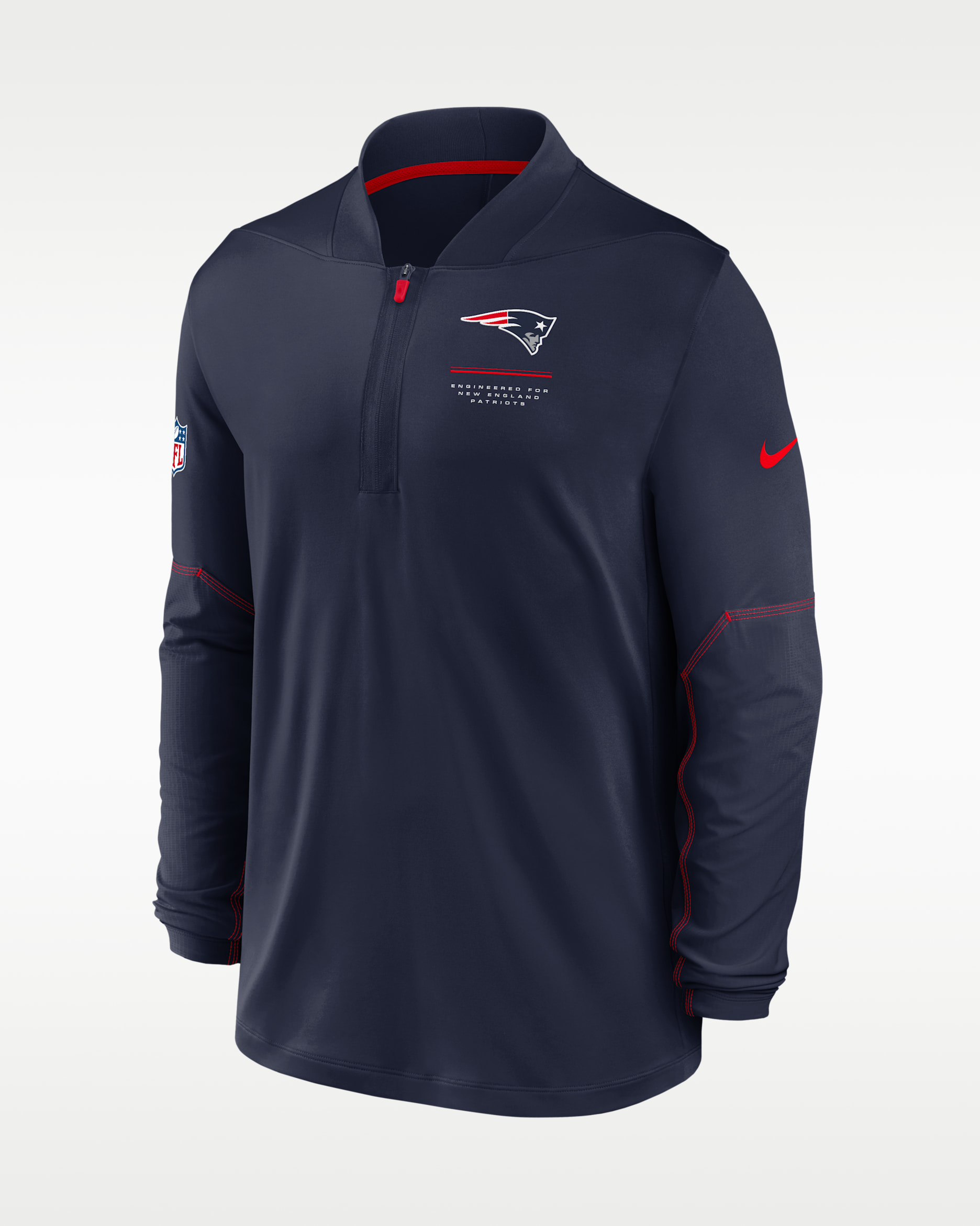 Camiseta Nike Dri-FIT de la NFL con medio cierre para hombre New England Patriots Sideline - Azul marino