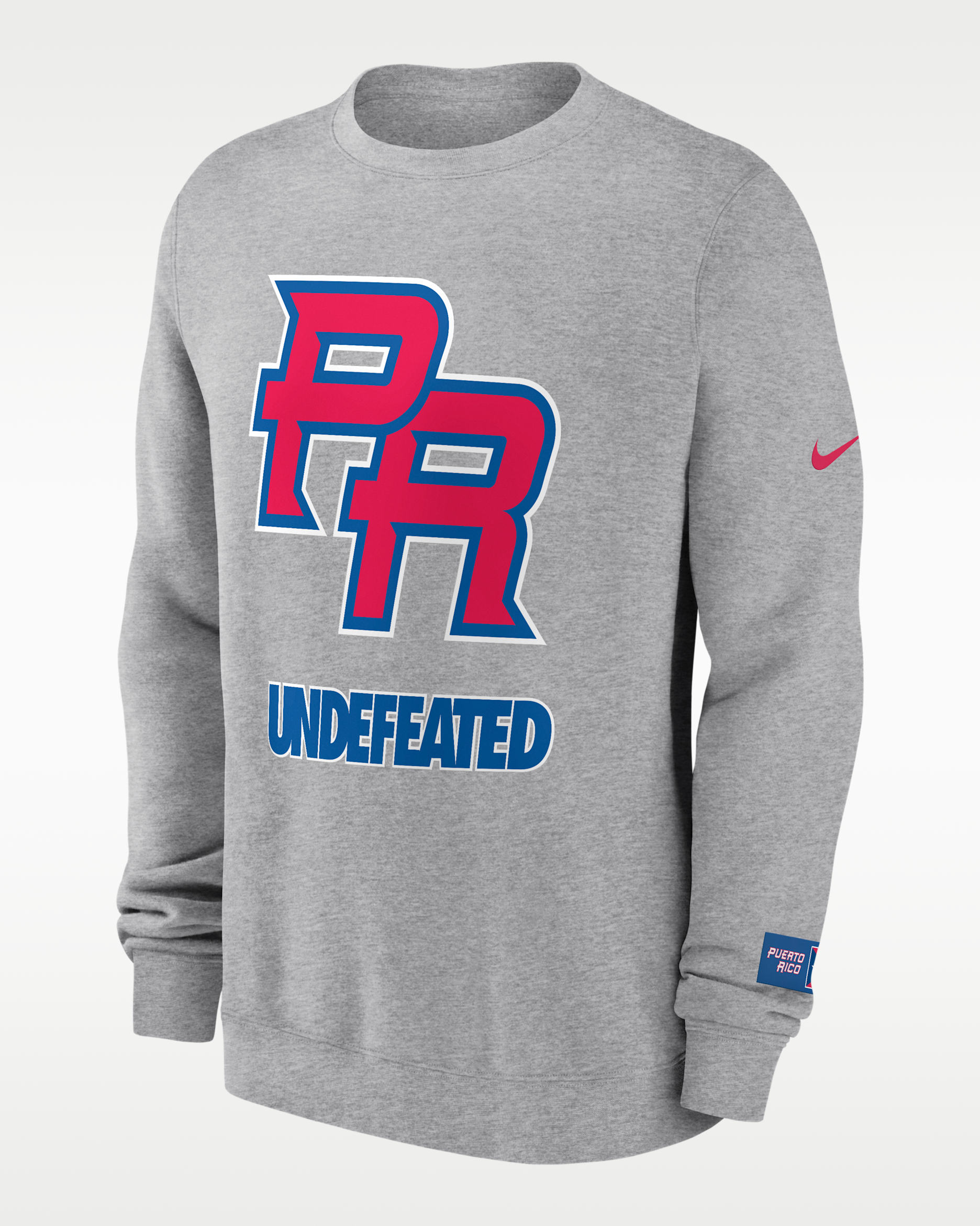 Puerto Rico National Baseball Team 2026 World Baseball Classic Complex Undefeated Men's Nike Pullover Crew - Dark Grey Heather