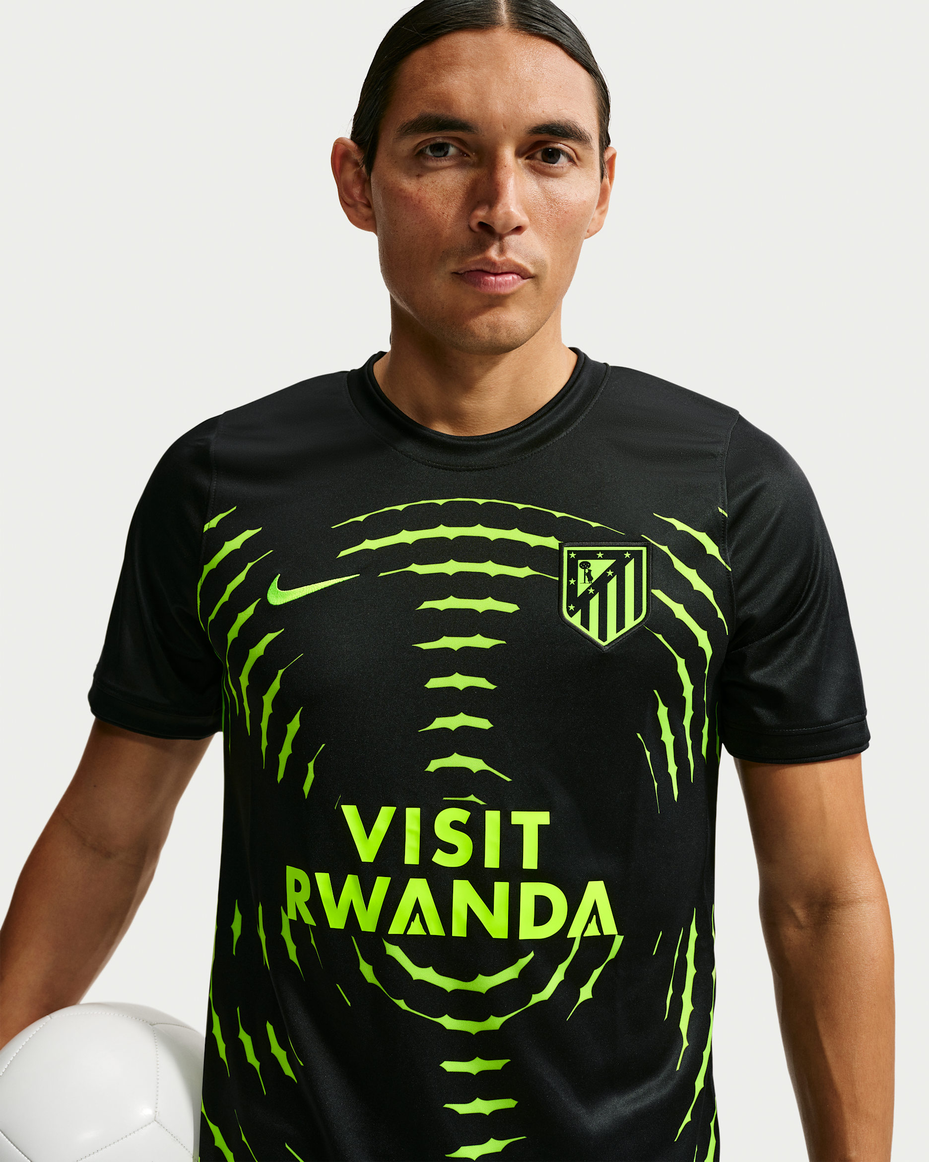 Atlético Madrid Away Men's Nike Dri-FIT Soccer Pre-Match Top - Black/Volt/Volt