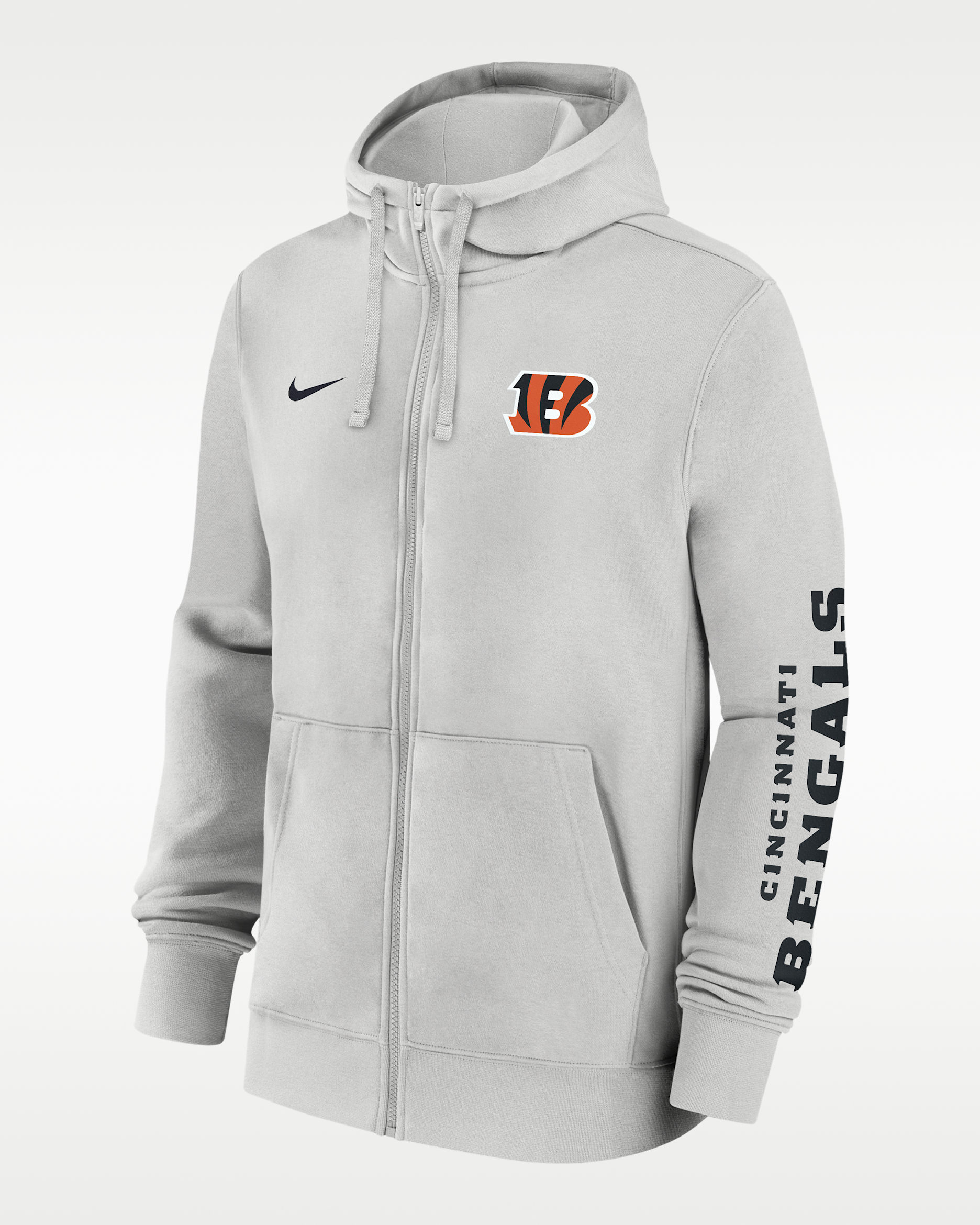 Cincinnati Bengals Club Men's Nike NFL Full-Zip Hoodie - Grey