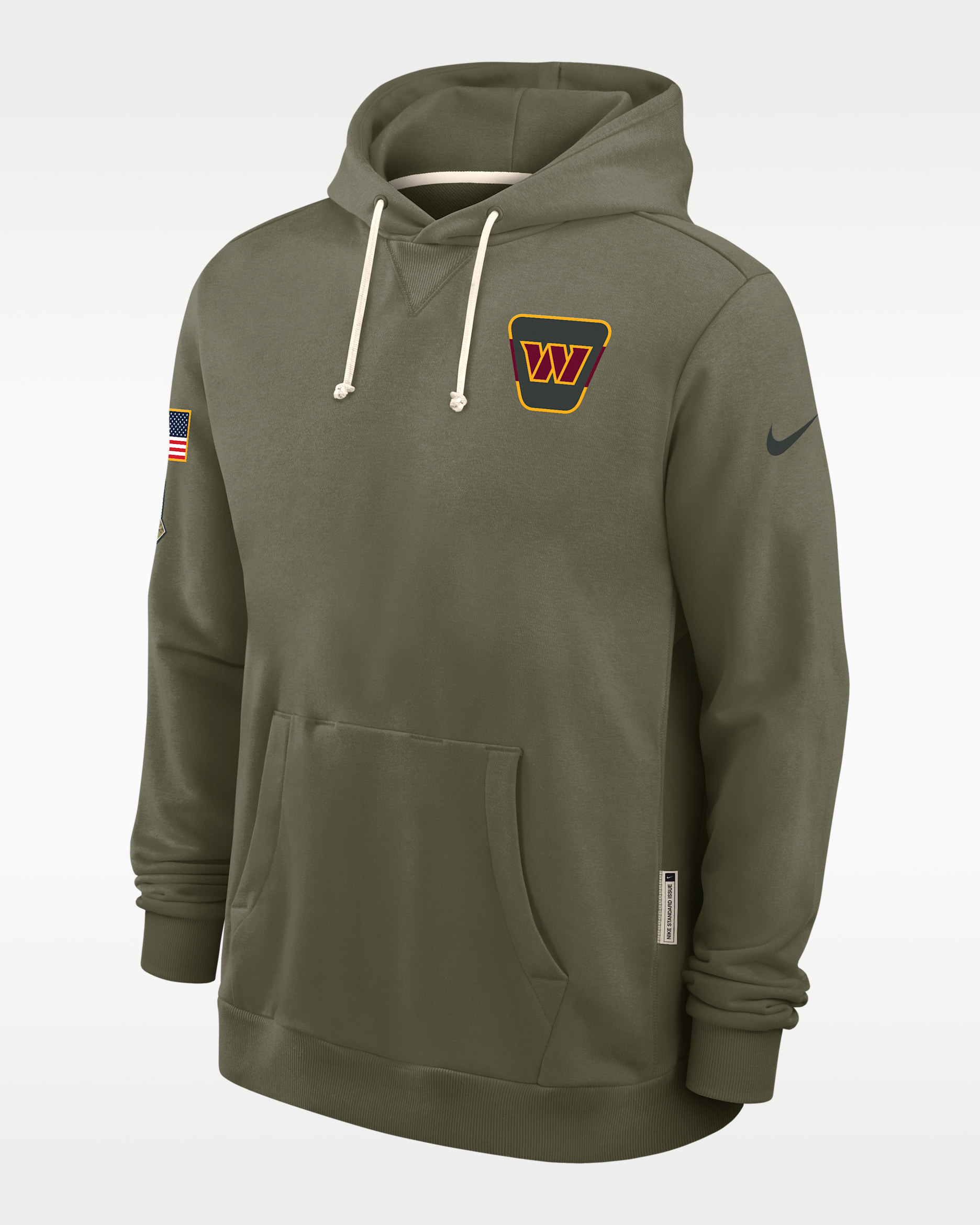Sudadera con gorro sin cierre Nike Dri-FIT de la NFL para hombre Washington Commanders Salute to Service Sideline Dominant Force - Oliva