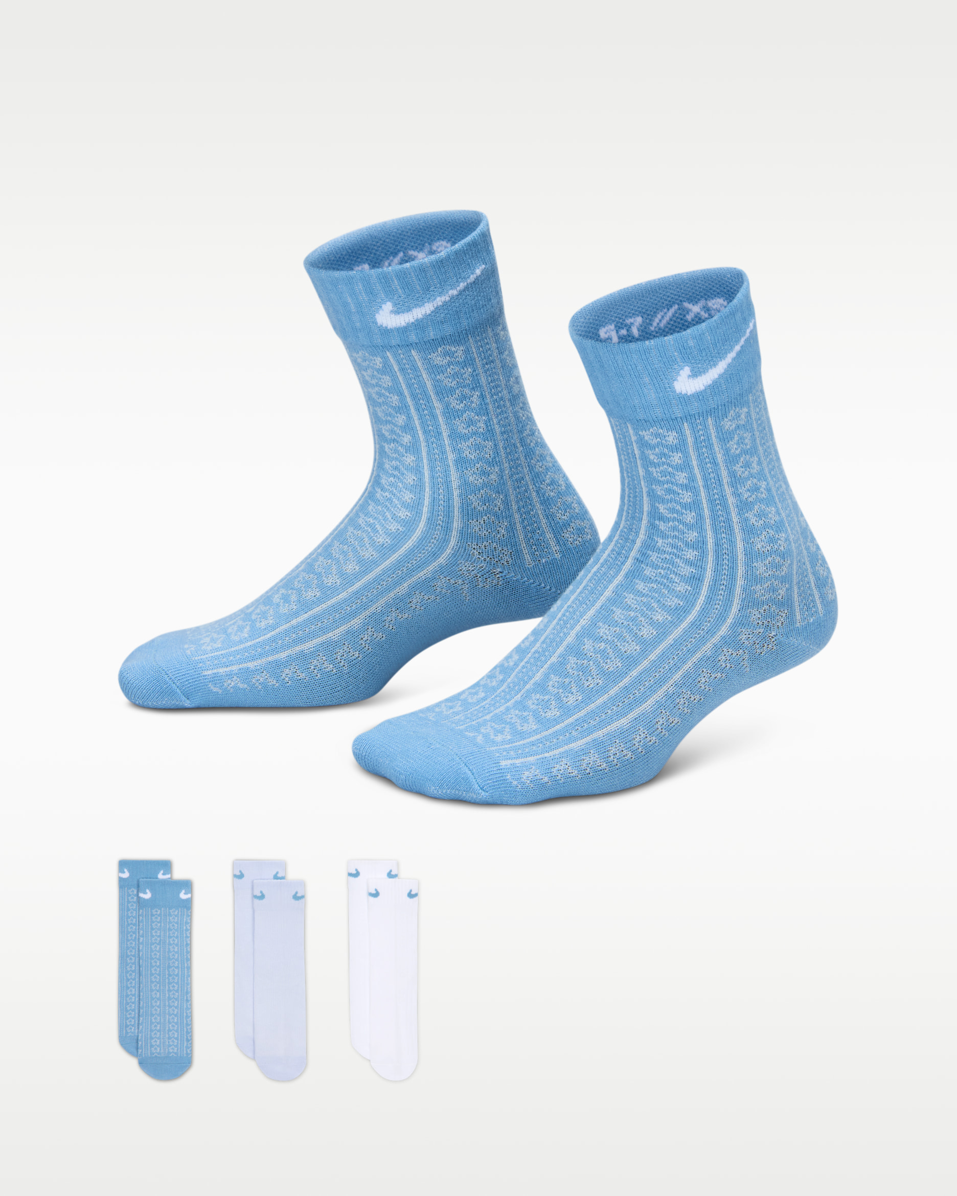 Nike Kids' Easy Breezy Pointelle Socks (3 Pairs) - Work Blue