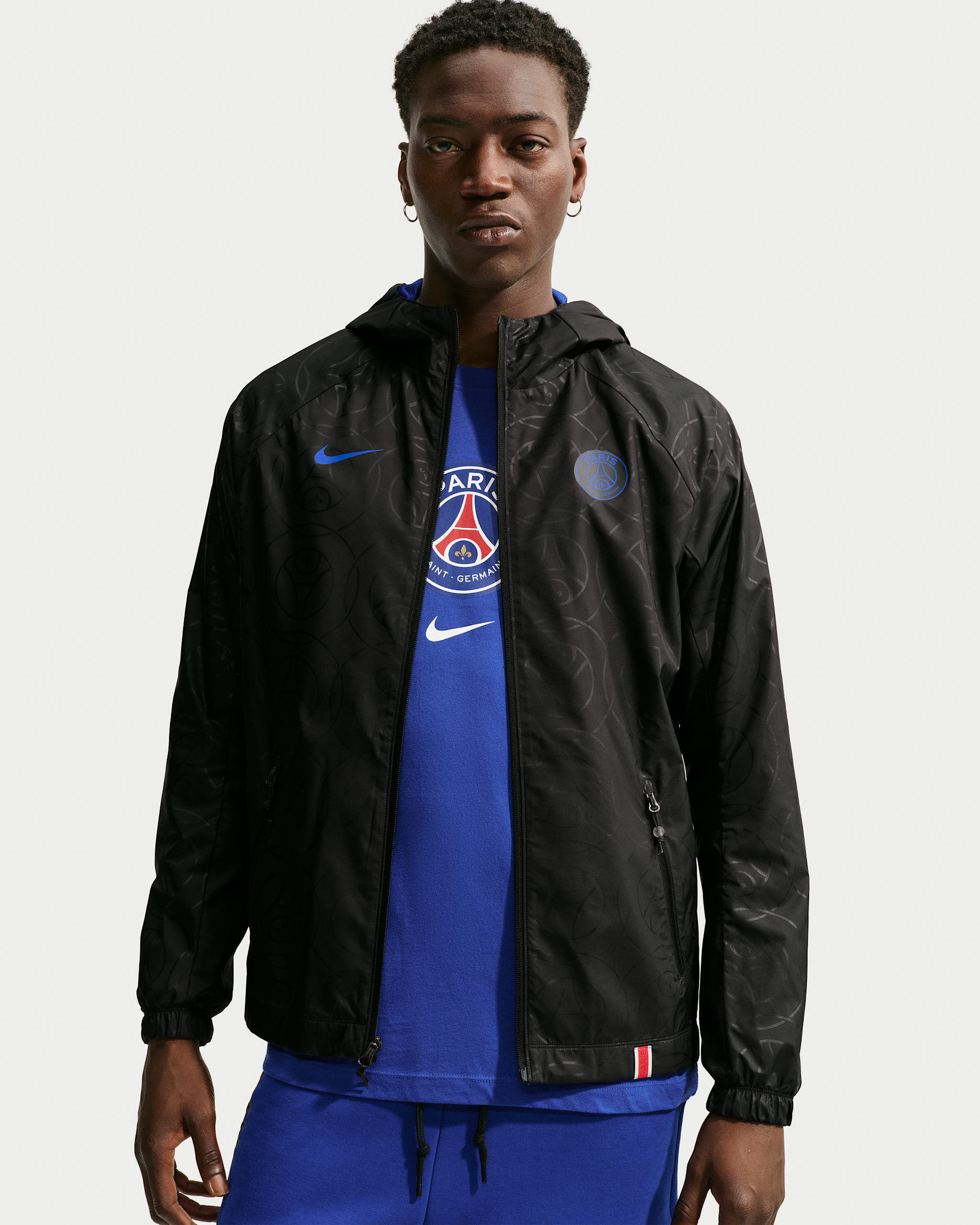 Paris Saint-Germain AWF Men's Nike Dri-FIT Football Jacket - Black/Old Royal/Old Royal
