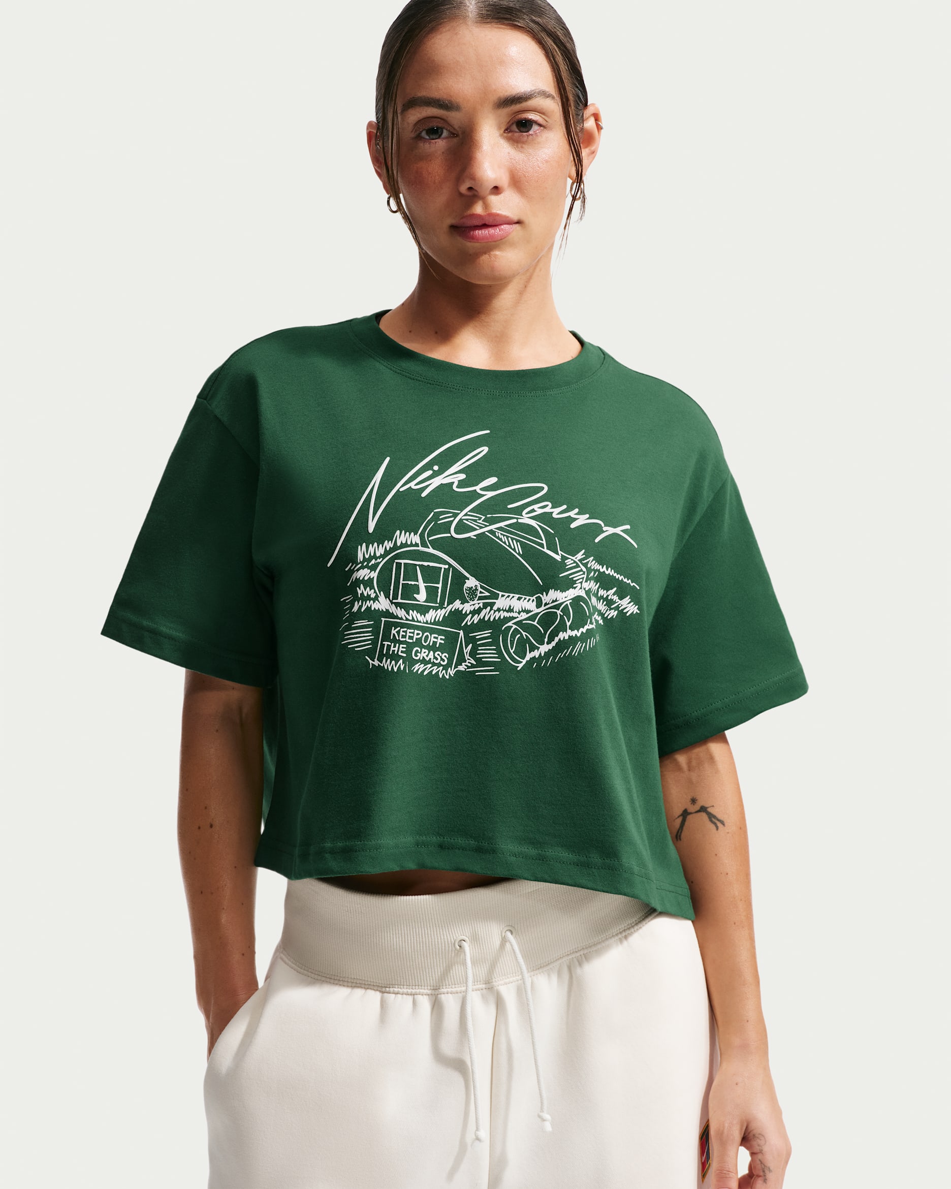 Nike Women's Cropped Tennis T-Shirt - Gorge Green