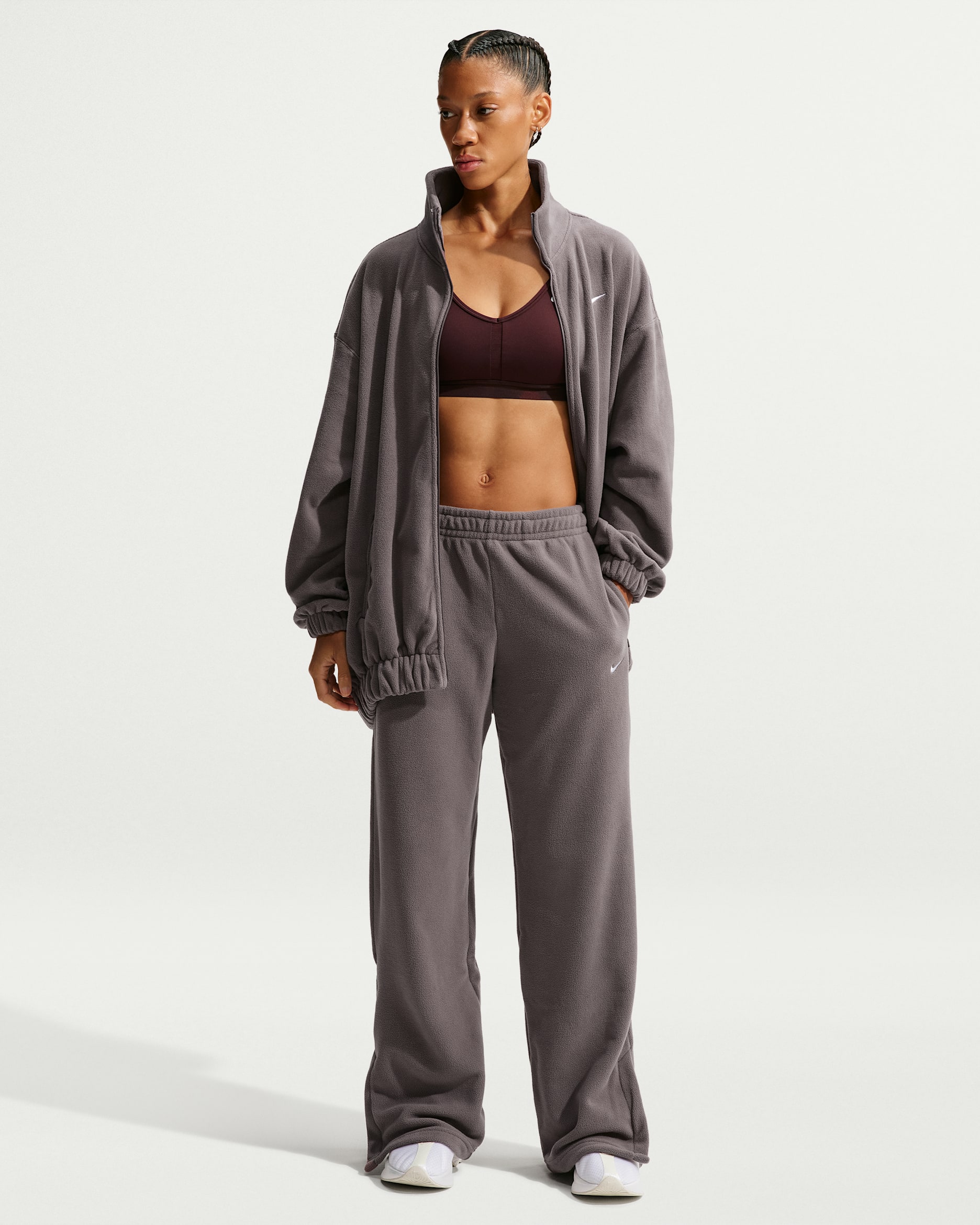 Nike One Women's Therma-FIT Mid-Rise Wide-Leg Pants - Violet Ore/White
