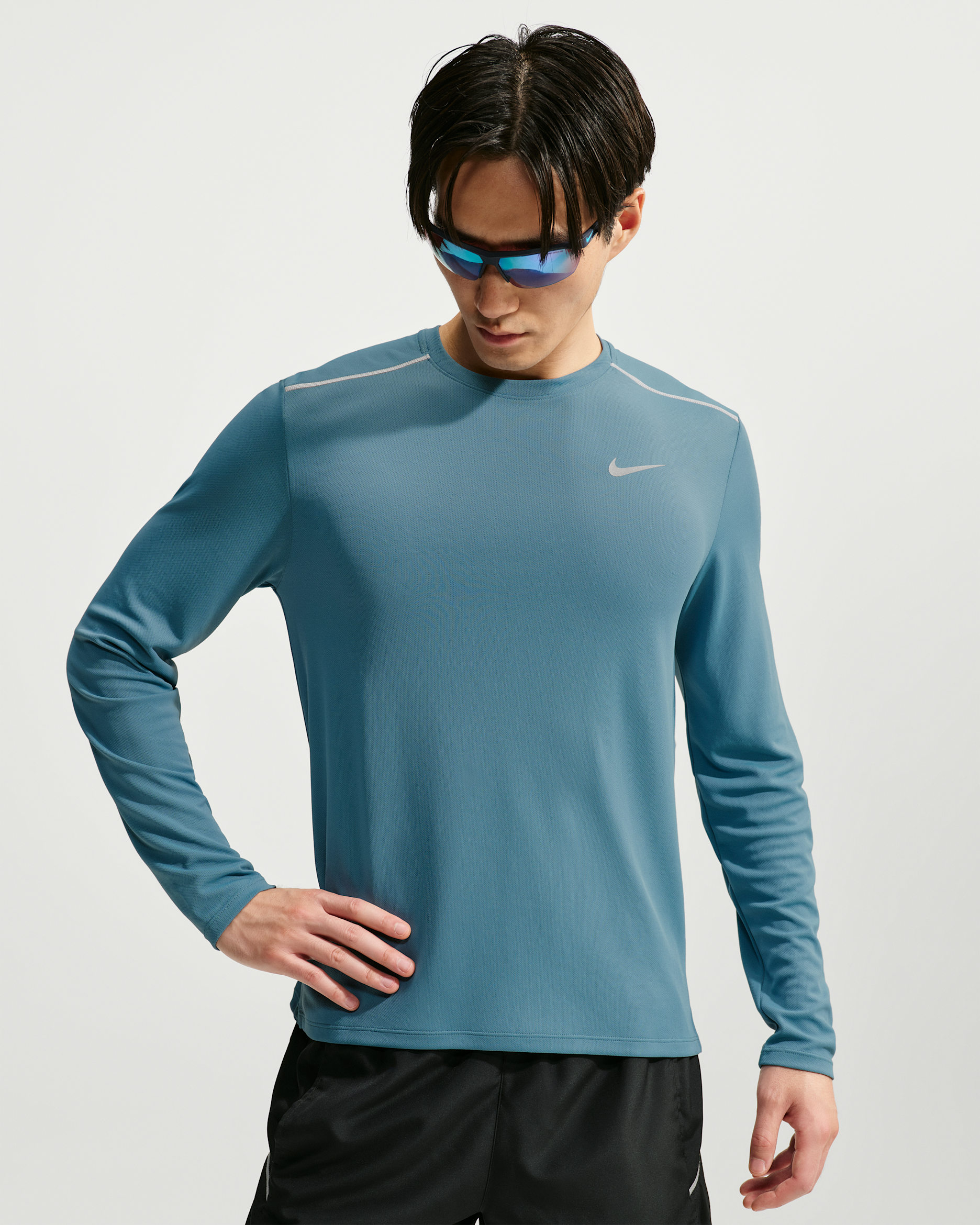 Nike Miler Men's Dri-FIT Long-Sleeve Running Top - Smoky Blue