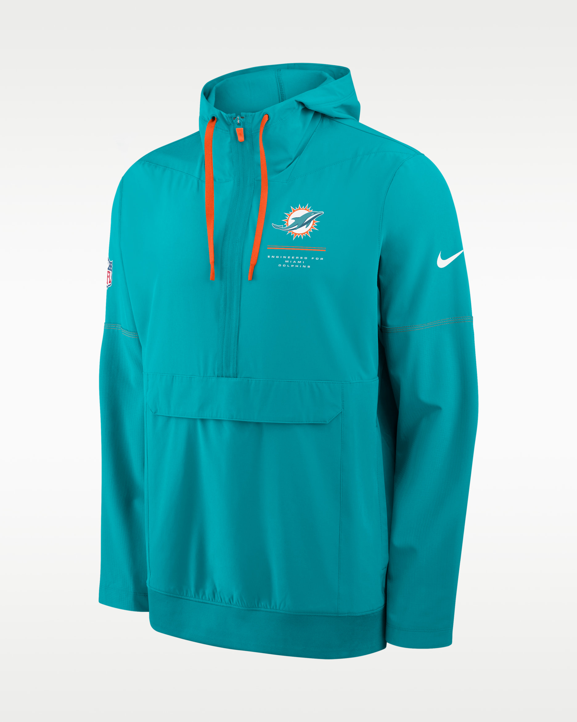 Chamarra con gorro de medio cierre Nike de la NFL para hombre Miami Dolphins Sideline Anorak - Verde