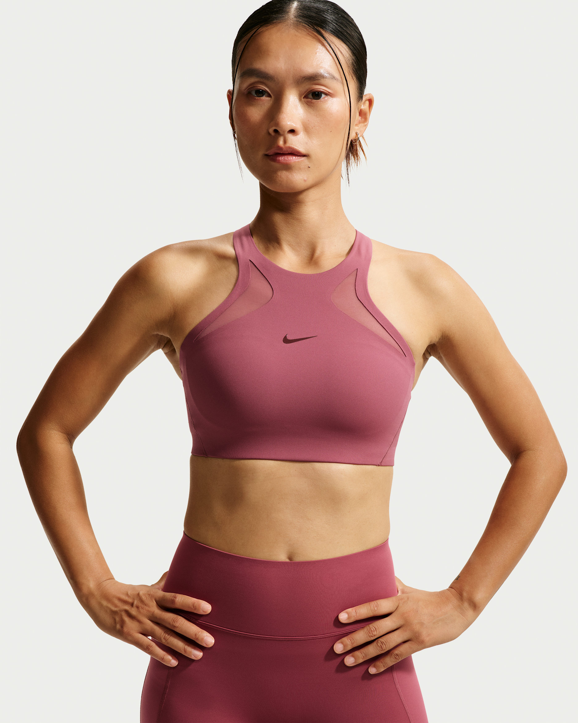 Nike Universa Women's Medium-Support Mesh Sports Bra - Pink Smoke/Pink Smoke/Mystic Dates