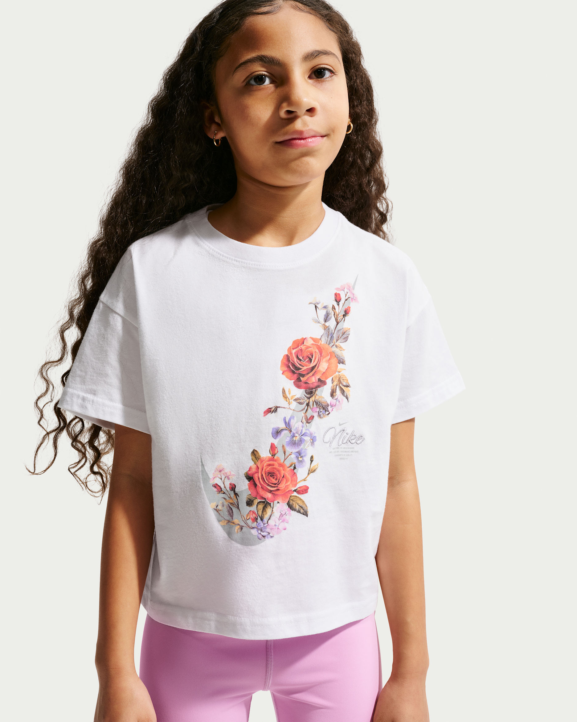 Nike Sportswear Big Kids' (Girls') T-Shirt - White/Wolf Grey