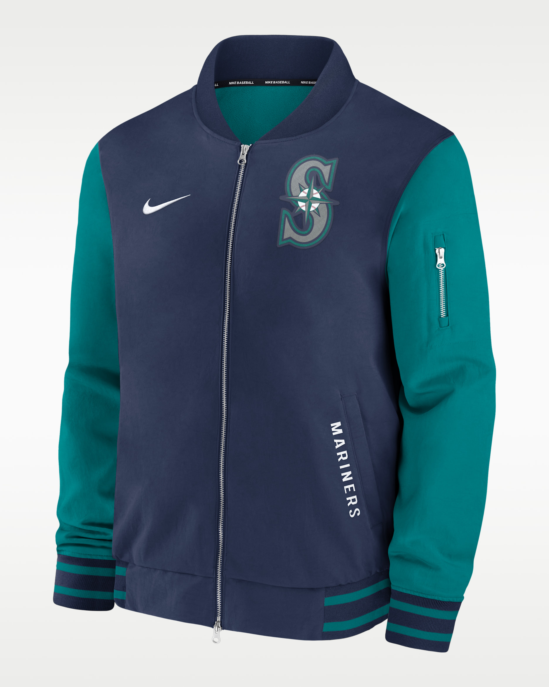 Seattle Mariners Authentic Collection Dugout Men's Nike MLB Full-Zip Bomber Jacket - Midnight Navy