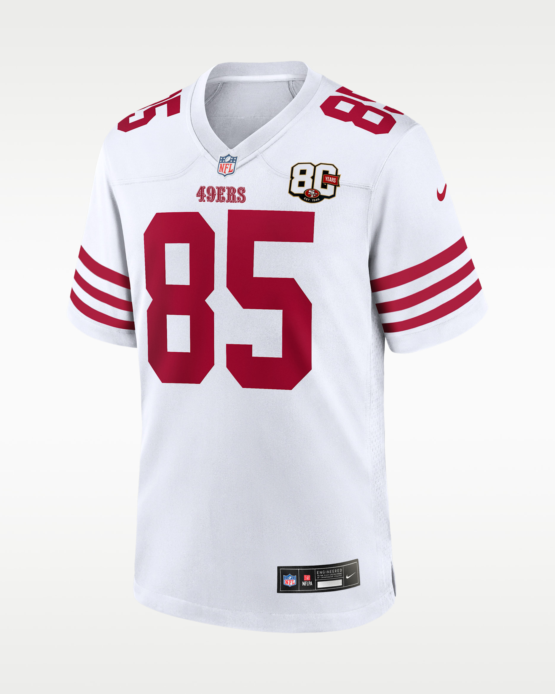 George Kittle San Francisco 49ers 80th Anniversary Men's Nike NFL Game Jersey - White