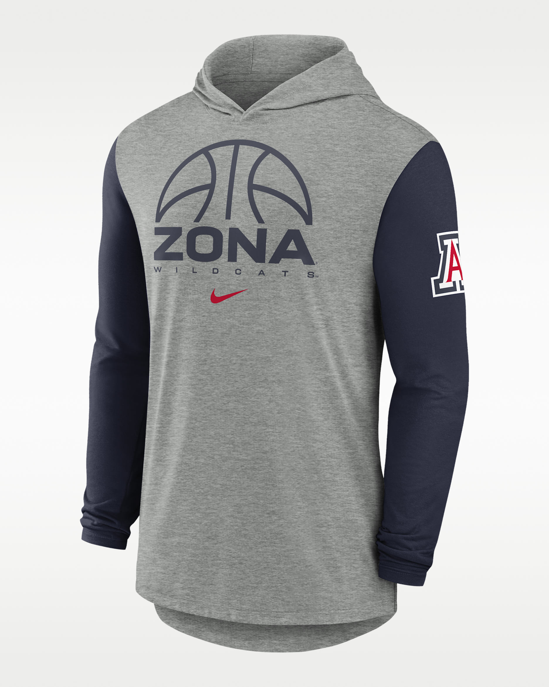Arizona Basketball Men's Nike Dri-FIT College Long-Sleeve Hooded T-Shirt - Grey