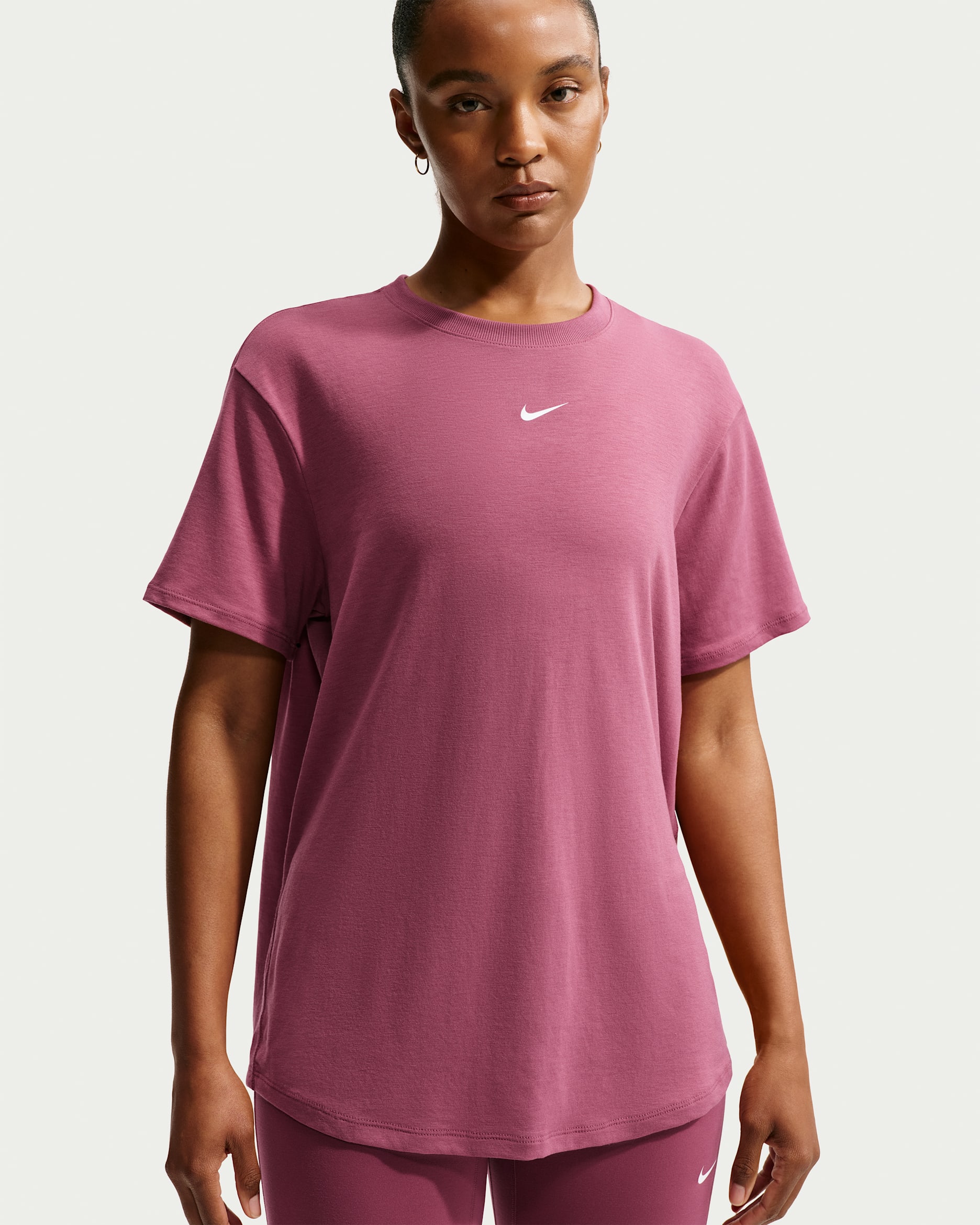 Nike One Relaxed Women's Dri-FIT Short-Sleeve Top - Pink Smoke/White