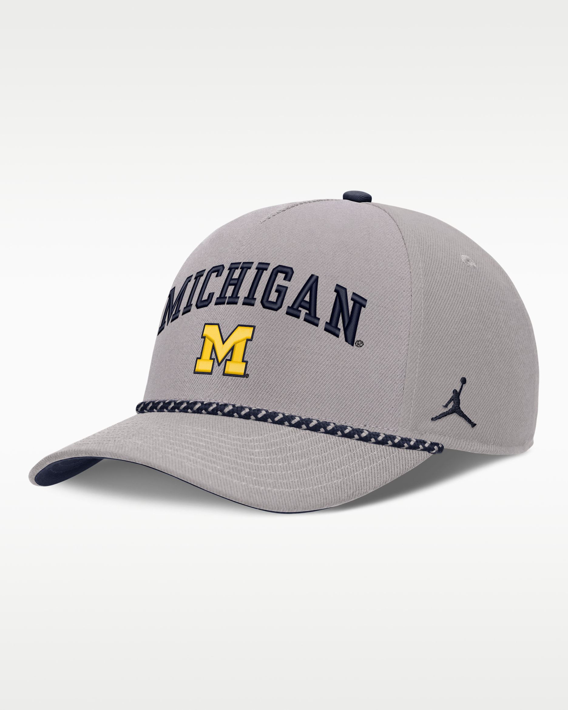 Gorra universitaria marca Jordan ajustable para hombre Michigan Rise Rope - Gris