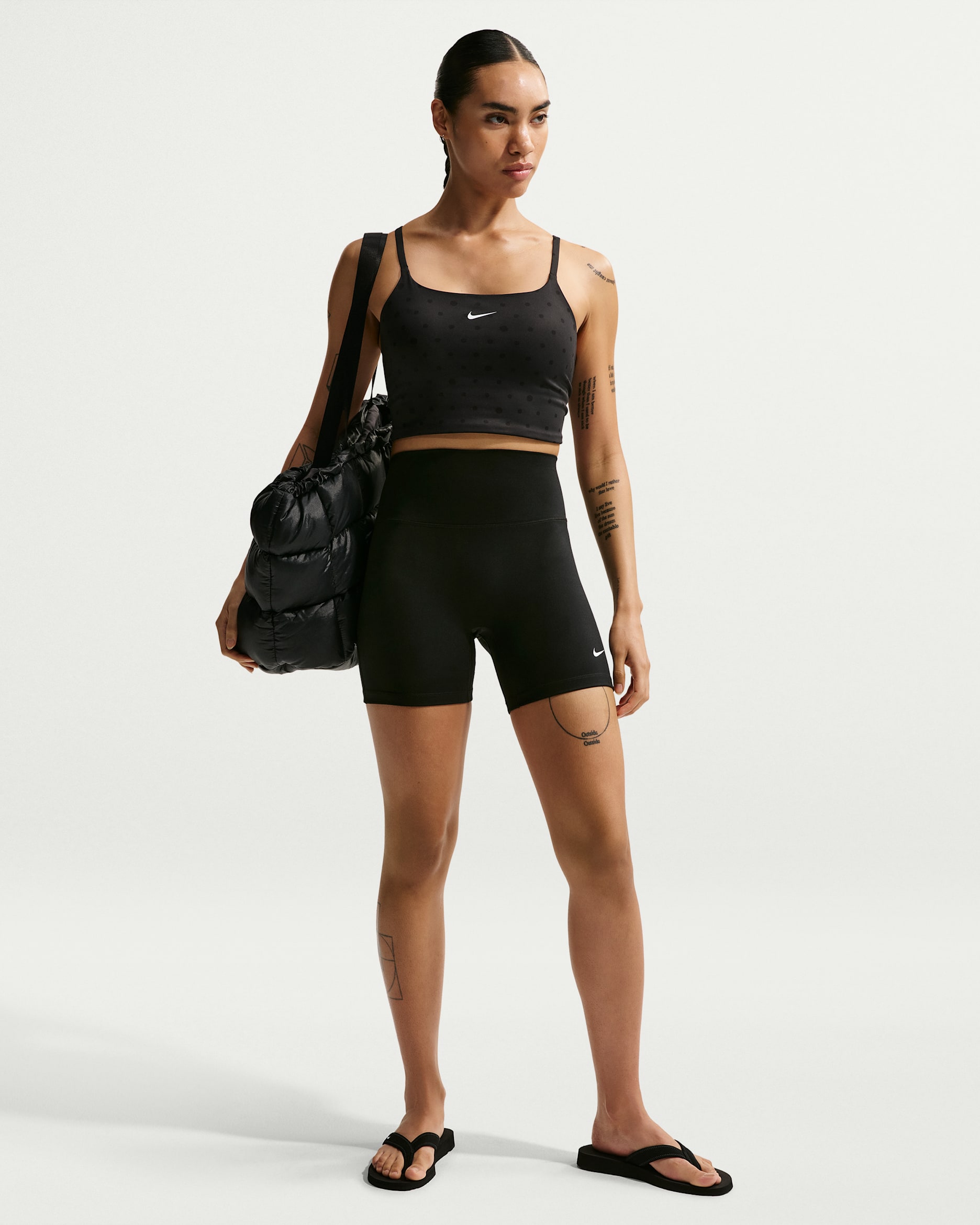 Damskie kolarki z wysokim stanem 13 cm Nike One - Czerń/Biel