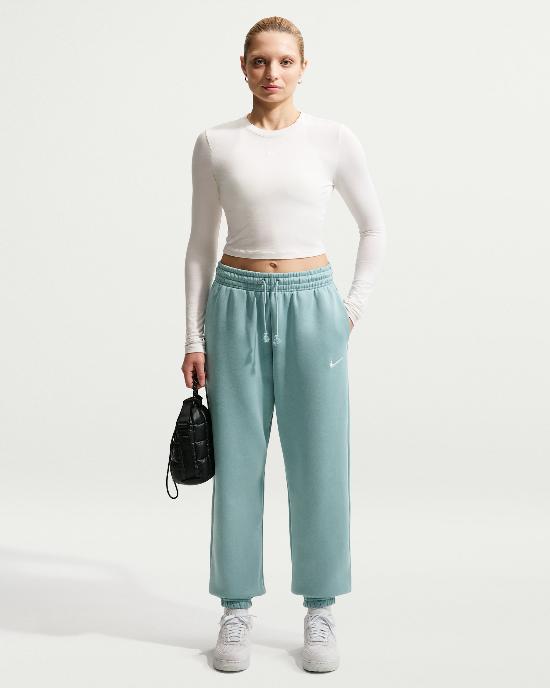 Nike Sportswear Phoenix Fleece Women's High-Waisted Oversized Tracksuit Bottoms - Cannon/Sail