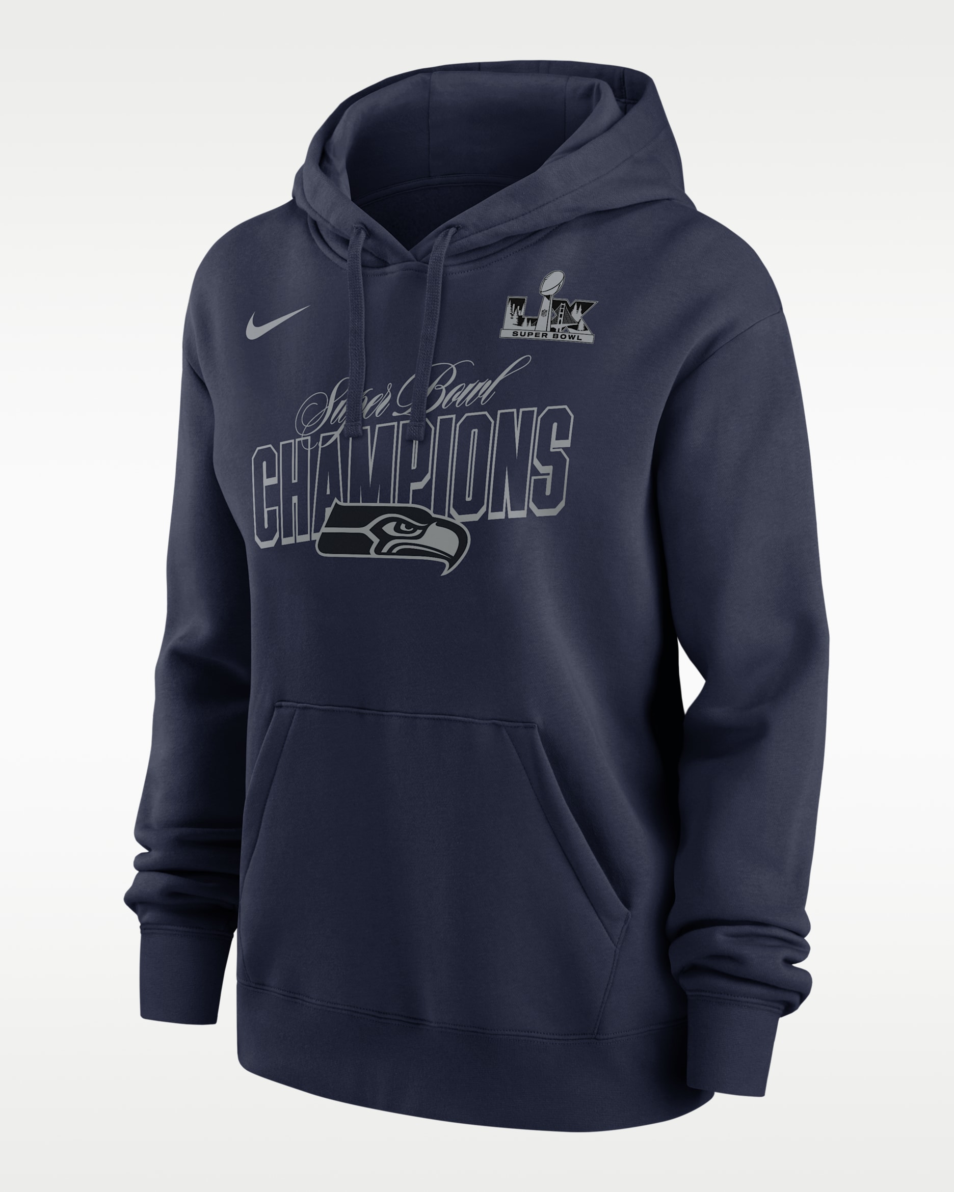 Seattle Seahawks Super Bowl LX Champions Epic Showdown Women's Nike NFL Pullover Hoodie - College Navy