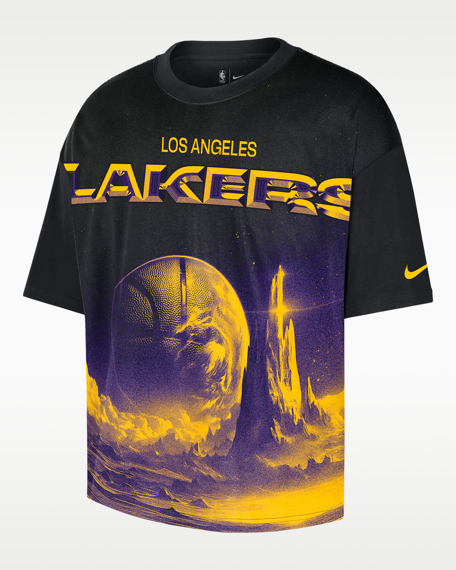 Boxy NBA-t-shirt Los Angeles Lakers Courtside Nike för män - Svart