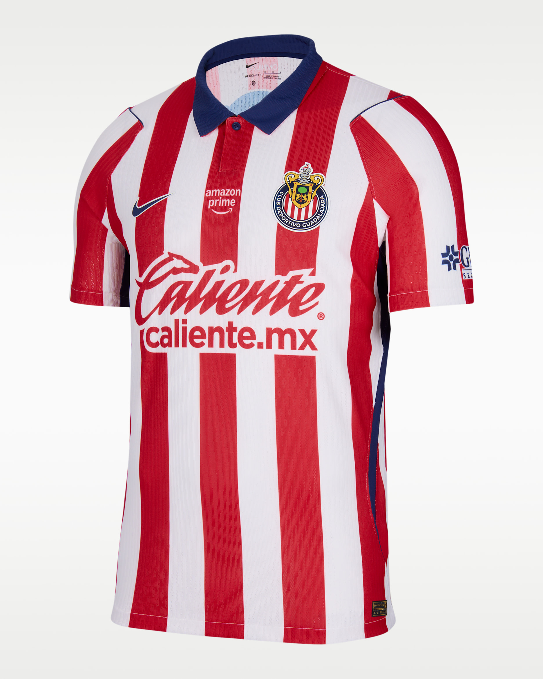 Jersey de futbol Nike Aero-FIT Authentic del C.D. Guadalajara local 2026/27 Match para hombre - Blanco/Rojo velocidad/Azul fiel