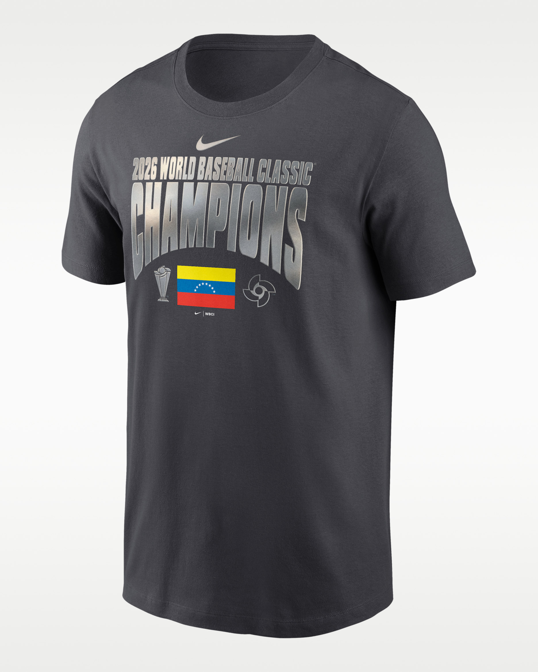Venezuela National Baseball Team 2026 World Baseball Classic Champions Locker Room Men's Nike T-Shirt - Black/Silver/Silver