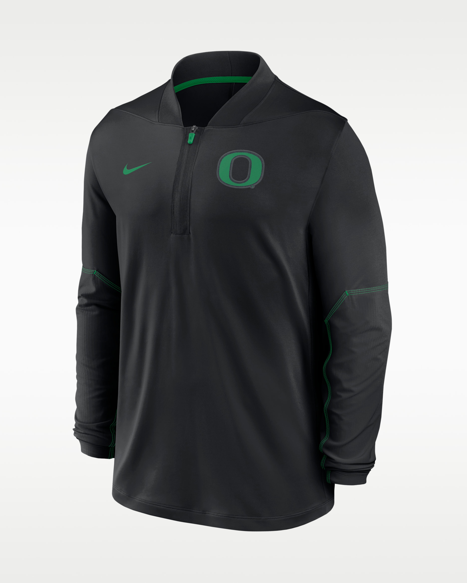 Playera universitaria Nike Dri-FIT de medio cierre para hombre Oregon Sideline - Negro/Verde manzana