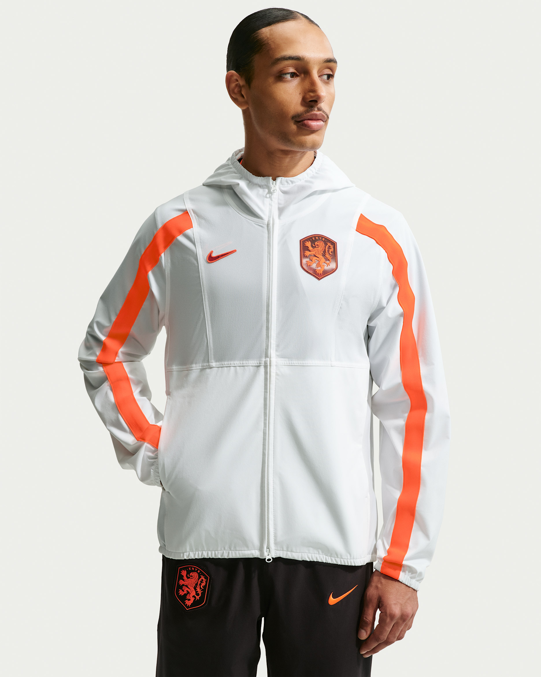 Netherlands Energy Men's Nike Dri-FIT Football Woven Jacket - White/Hyper Crimson