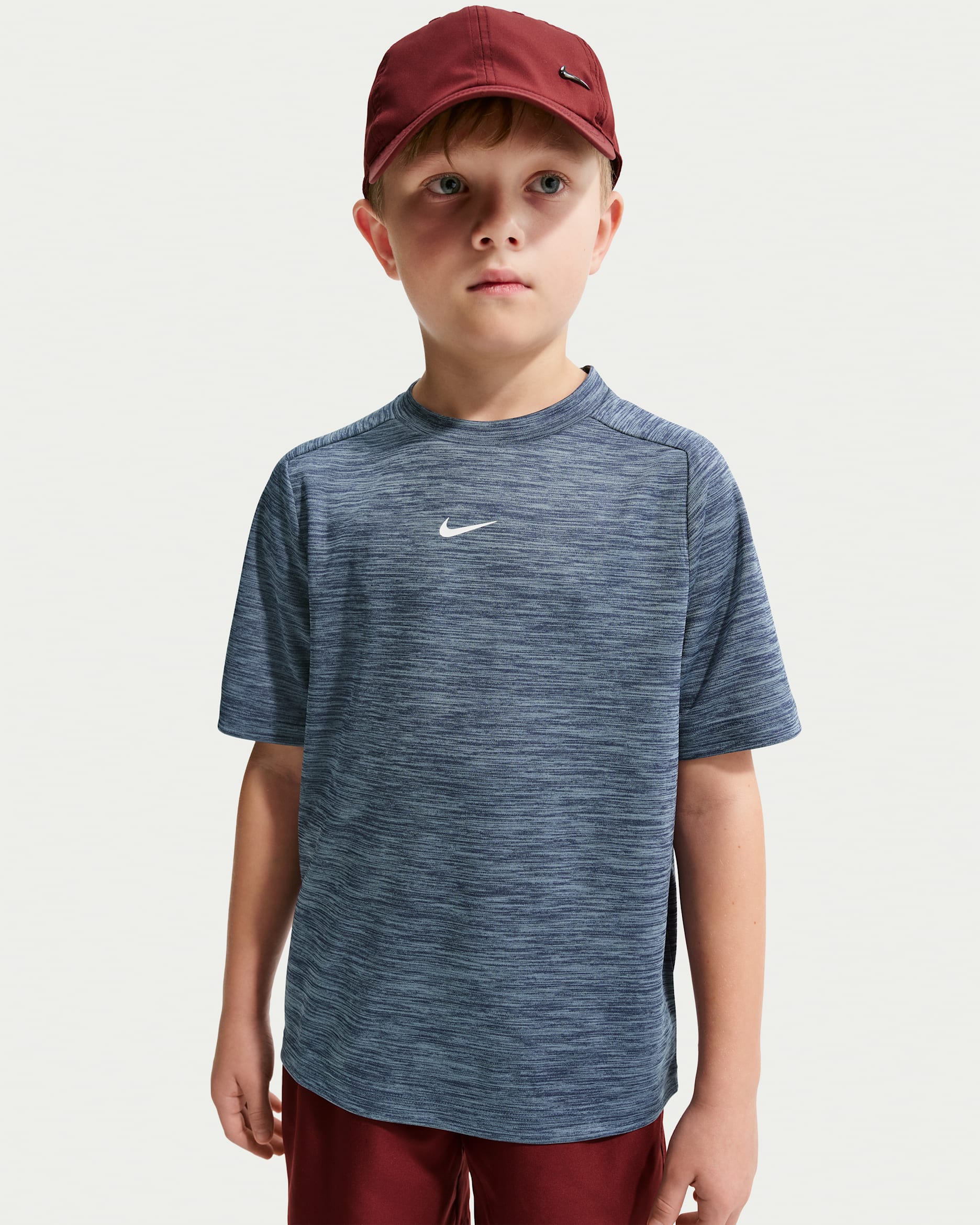 Nike Multi Older Kids' Dri-FIT Short-Sleeve Top - Midnight Navy/Work Blue/Heather/White